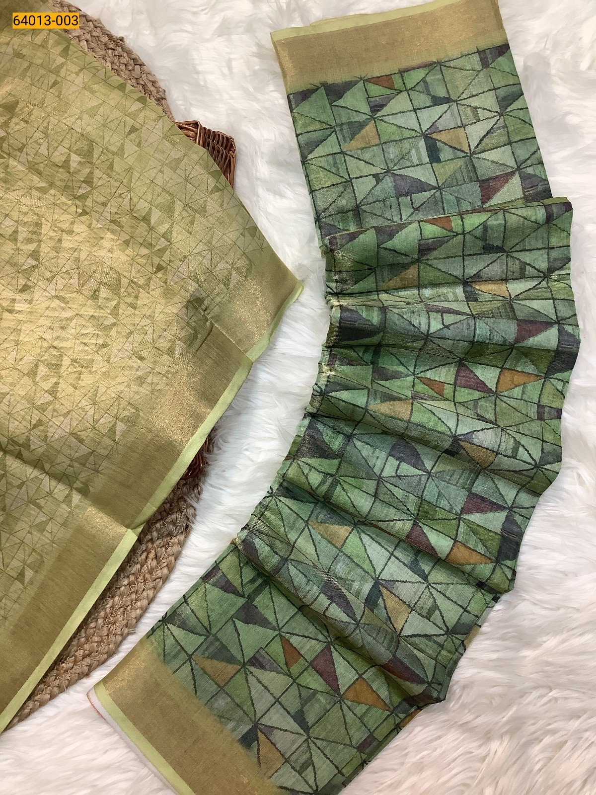 Light Green Fancy Digital Printed Tissue Silk Saree