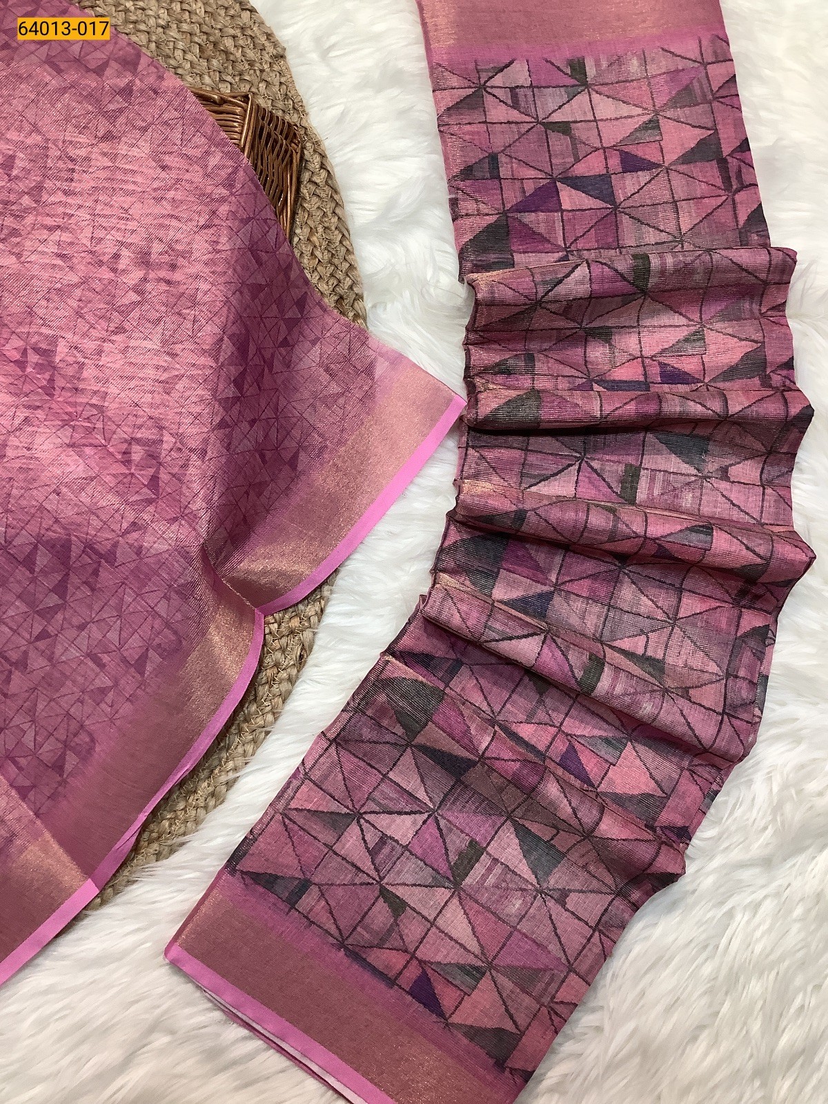 Pink Fancy Digital Printed Tissue Silk Saree