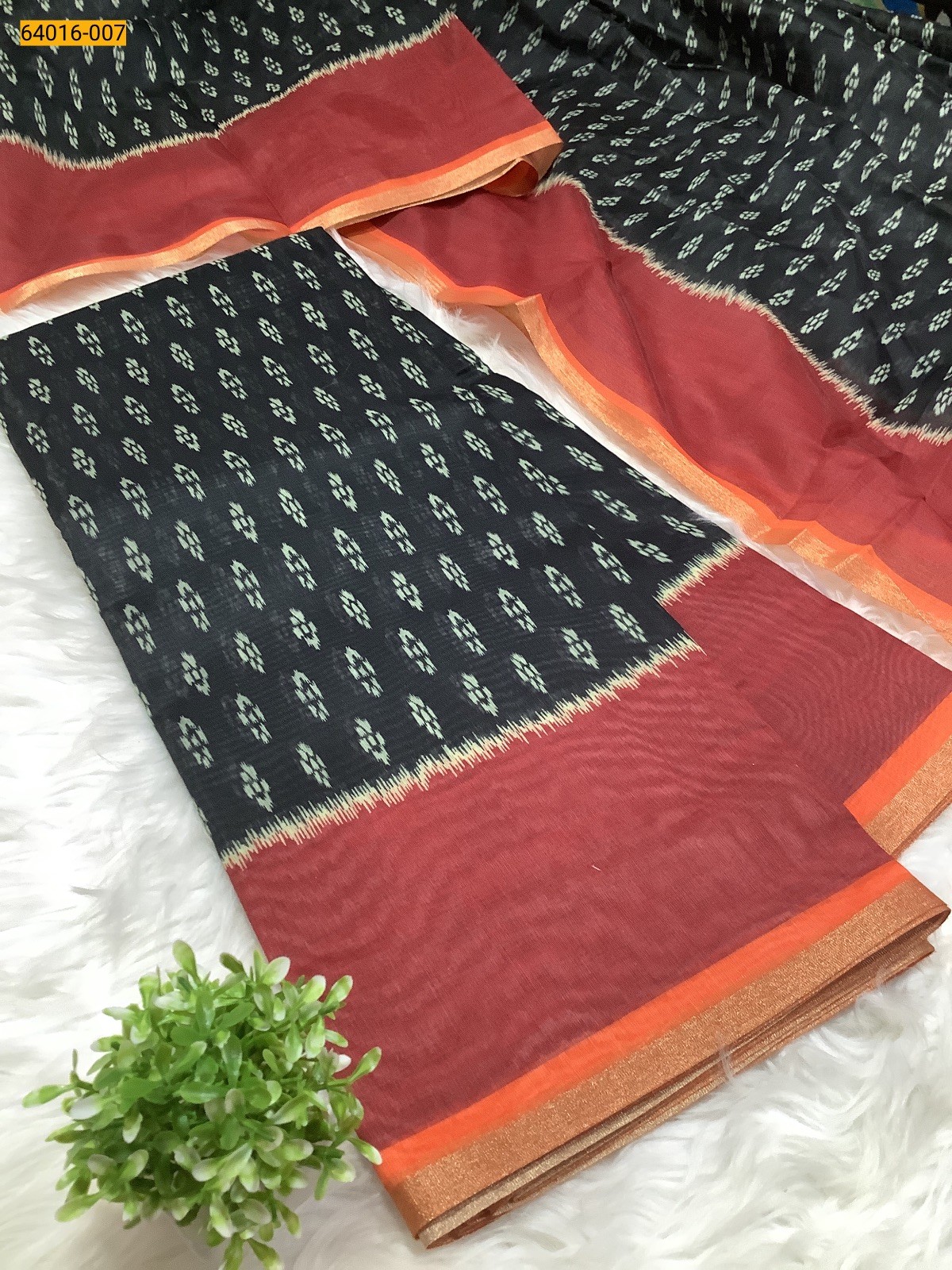 Black Bagru Style Printed Fancy Linen Cotton Silk Blended Saree