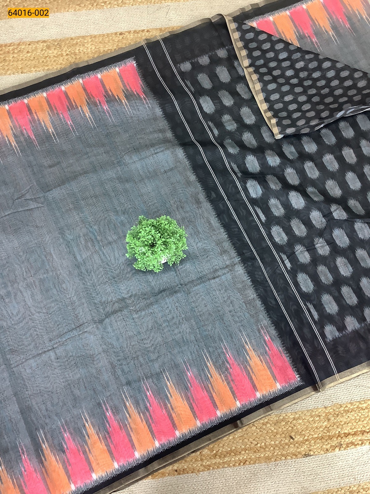 Gray Bagru Style Printed Fancy Linen Cotton Silk Blended Saree