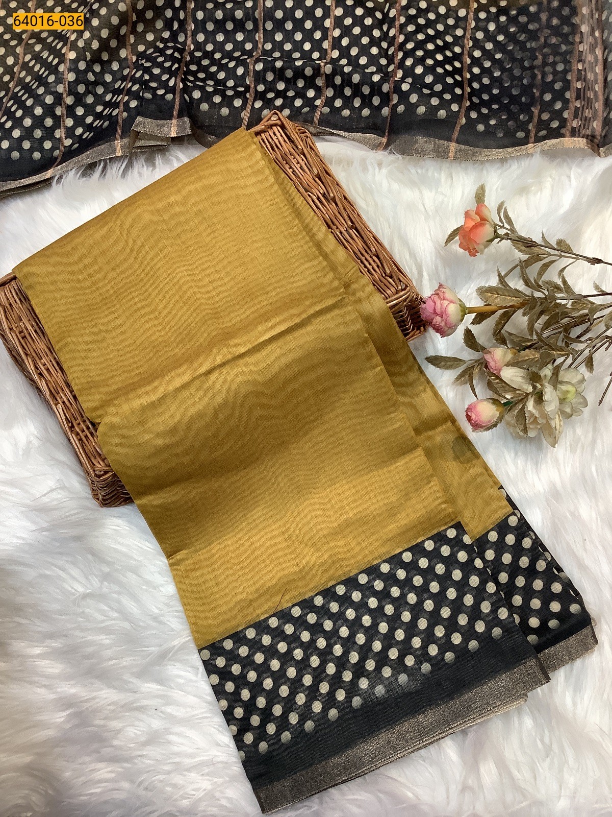 Yellow Bagru Style Printed Fancy Linen Cotton Silk Blended Saree