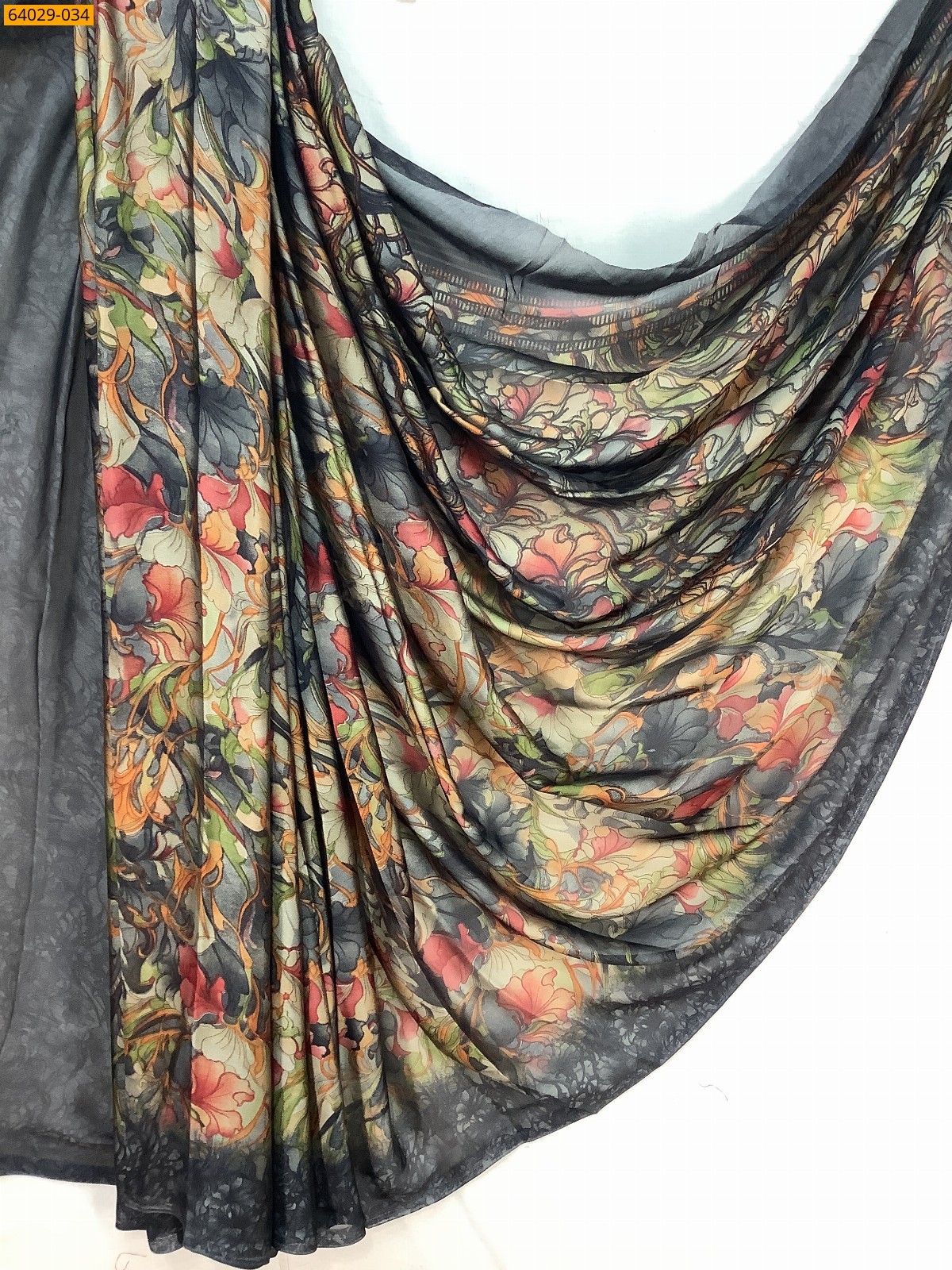 Gray Metallic Chiffon Printed Sarees