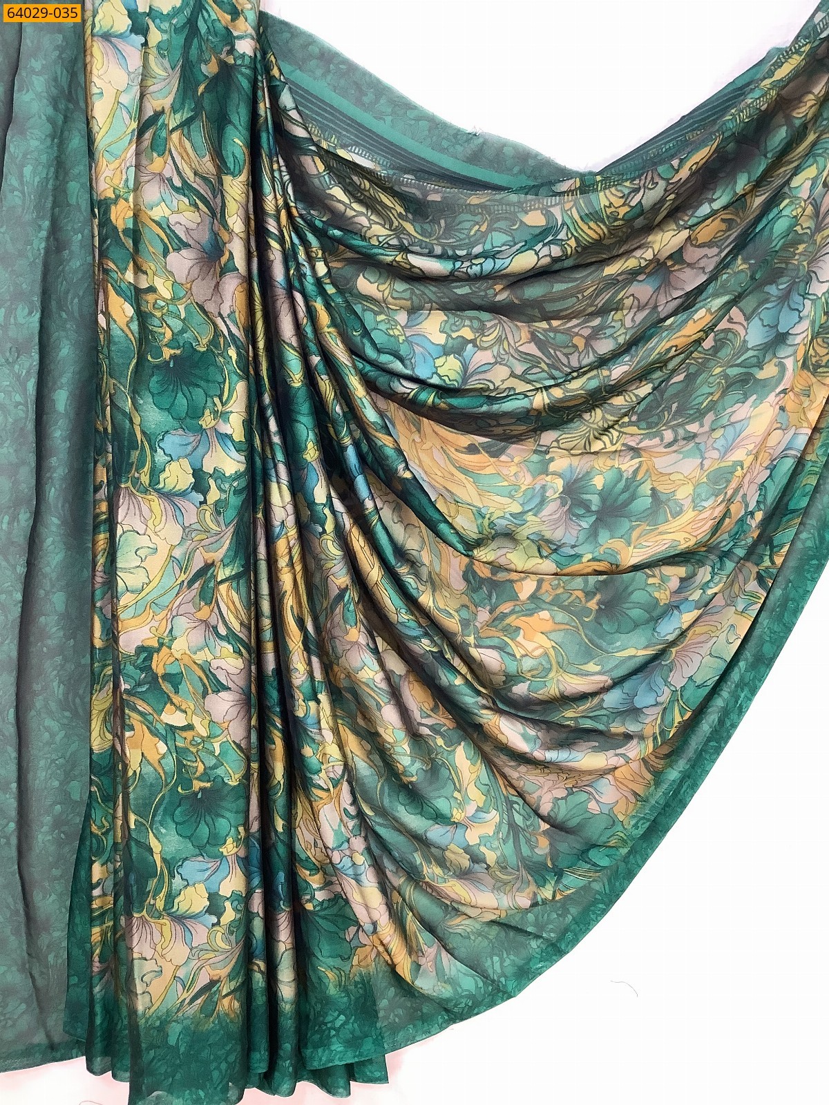 Green Metallic Chiffon Printed Sarees