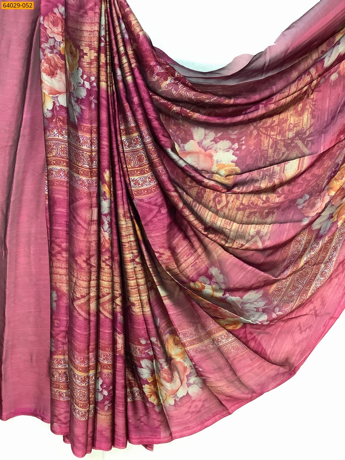 Pink Metallic Chiffon Printed Sarees