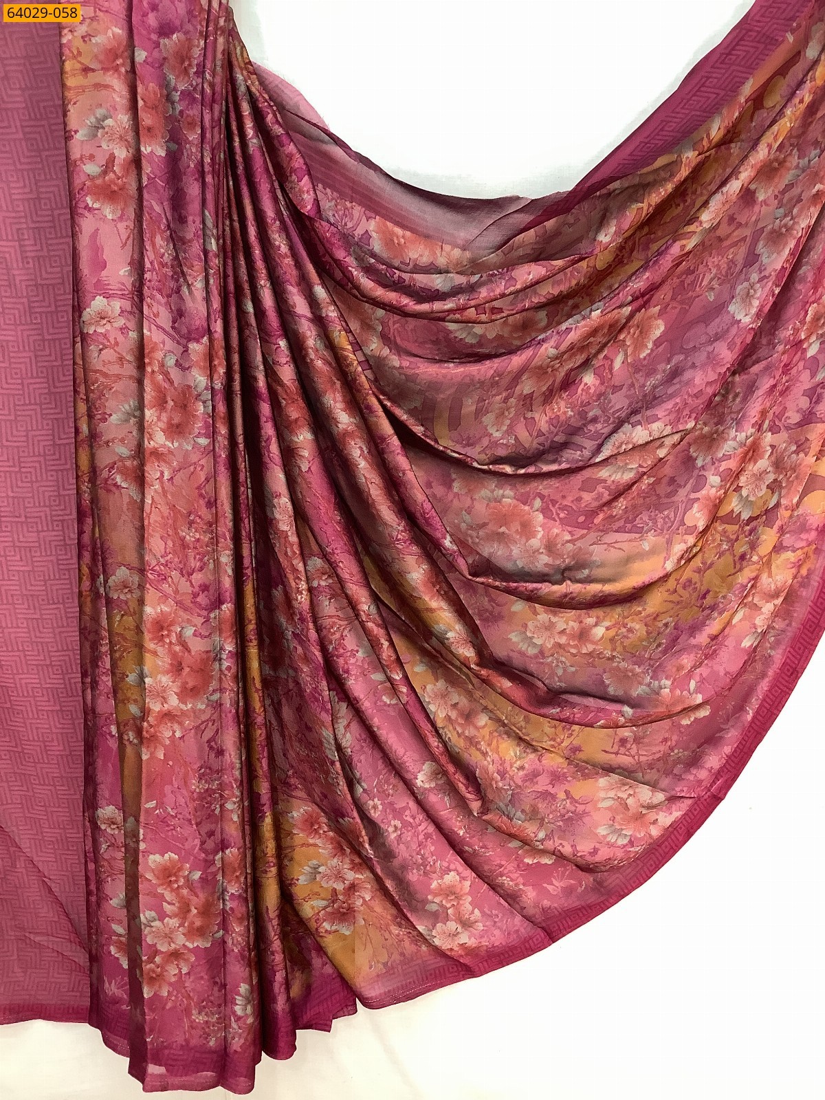 Pink Metallic Chiffon Printed Sarees