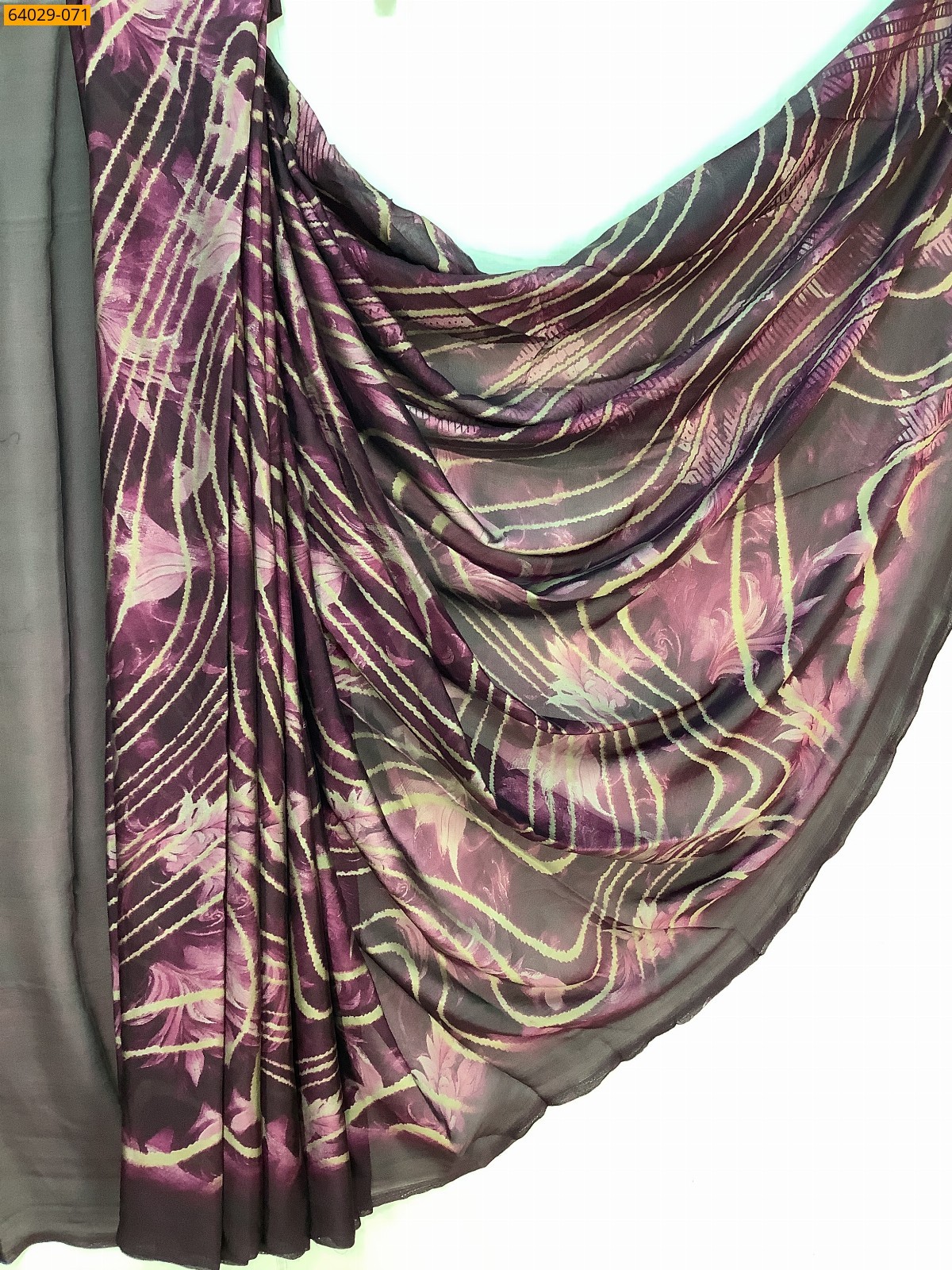 Multi Color Metallic Chiffon Printed Sarees