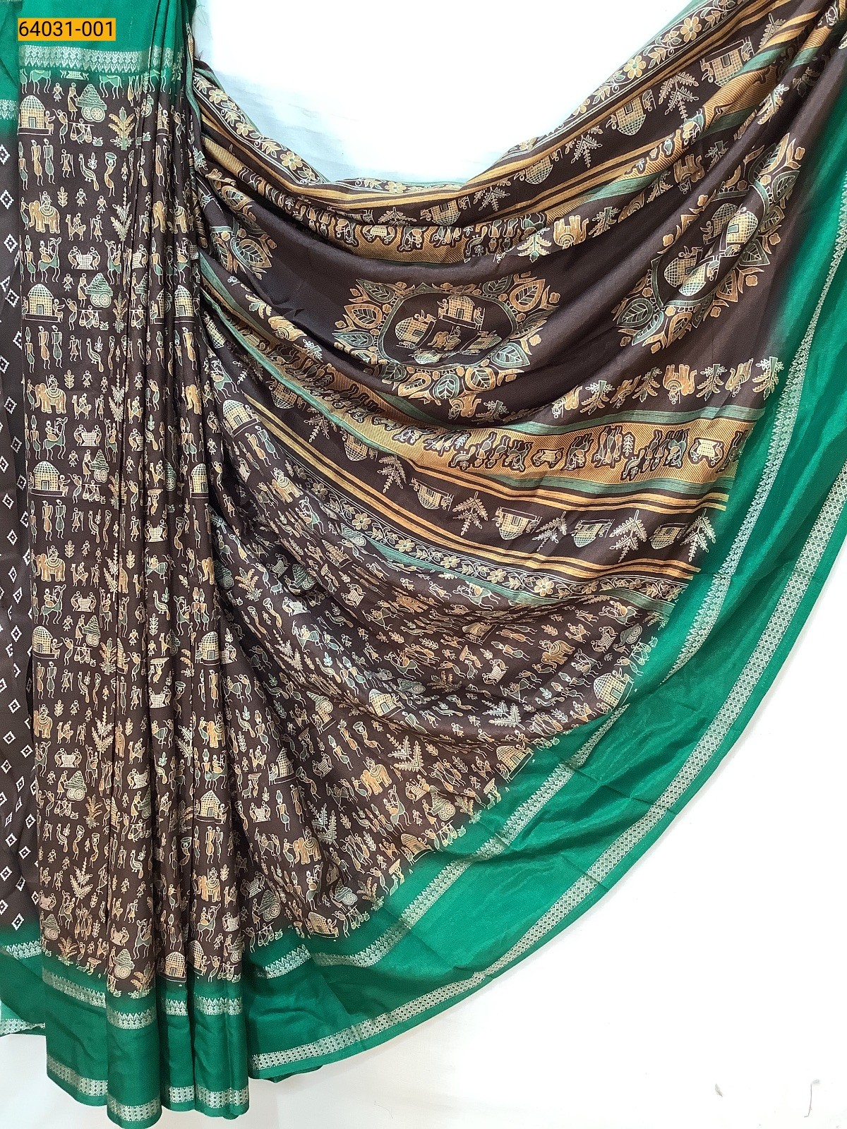 Brown Fancy bentex crepe silk printed sarees