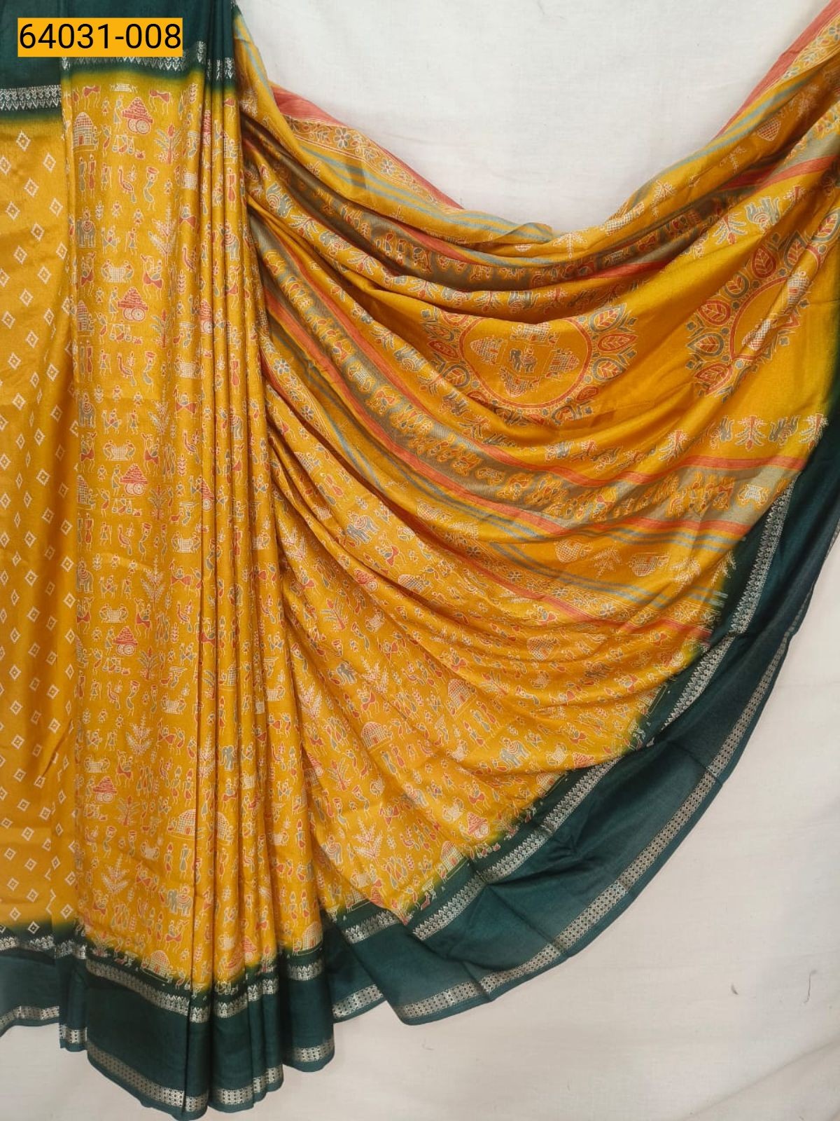 Yellow Fancy bentex crepe silk printed sarees