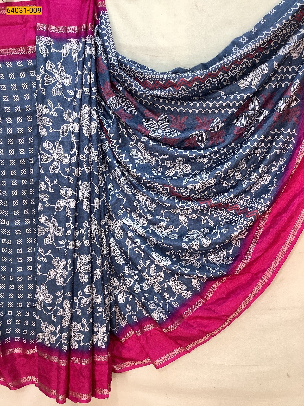 Blue Fancy bentex crepe silk printed sarees