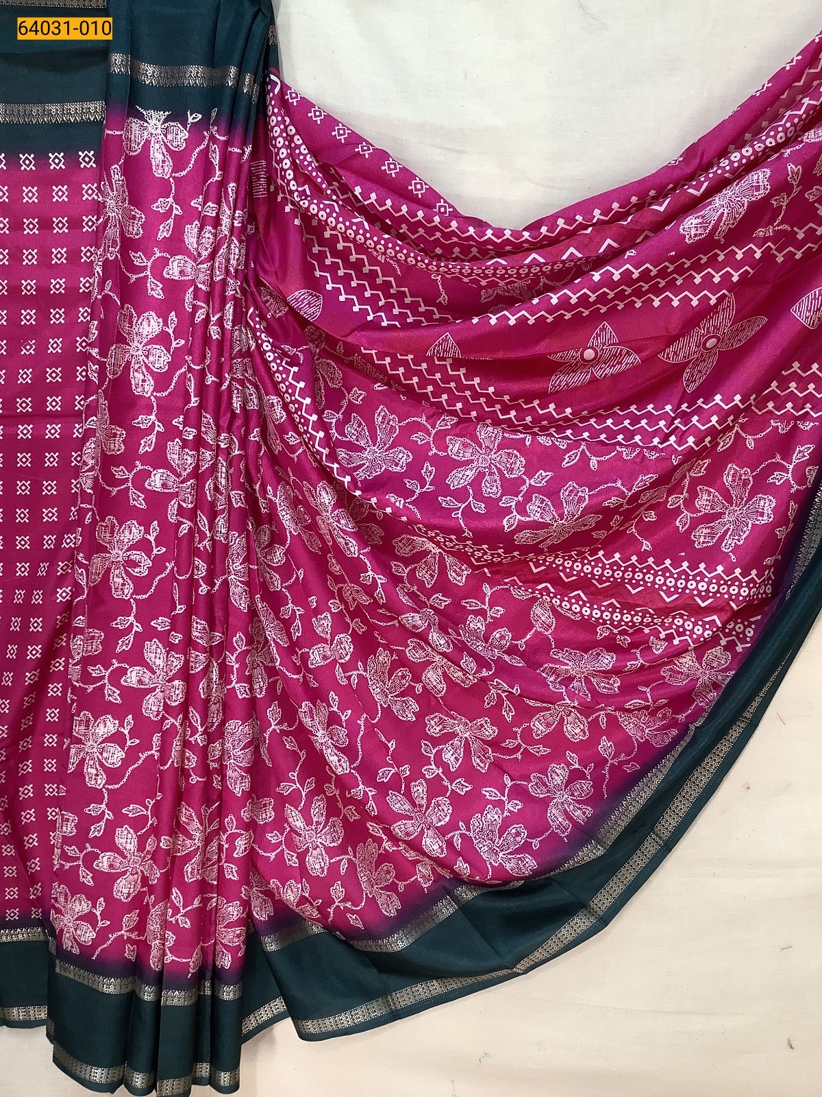 Pink Fancy bentex crepe silk printed sarees