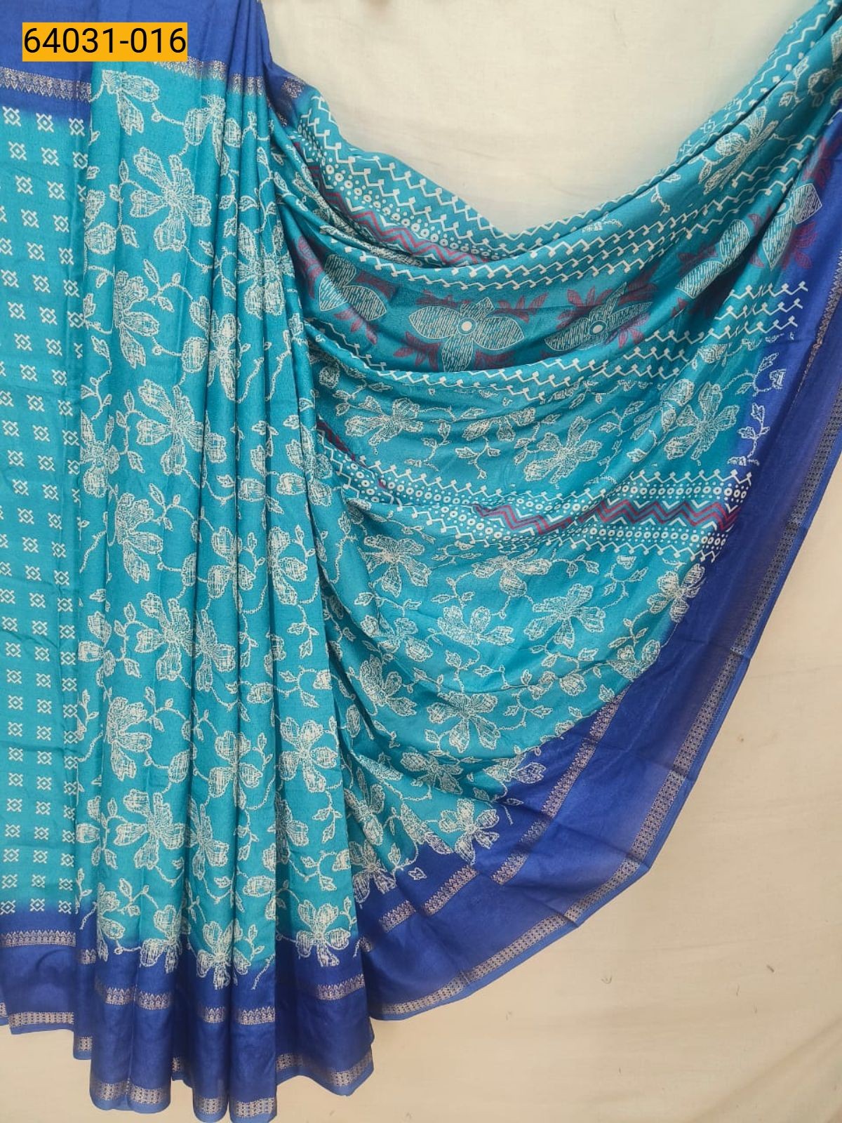 Sky blue Fancy bentex crepe silk printed sarees