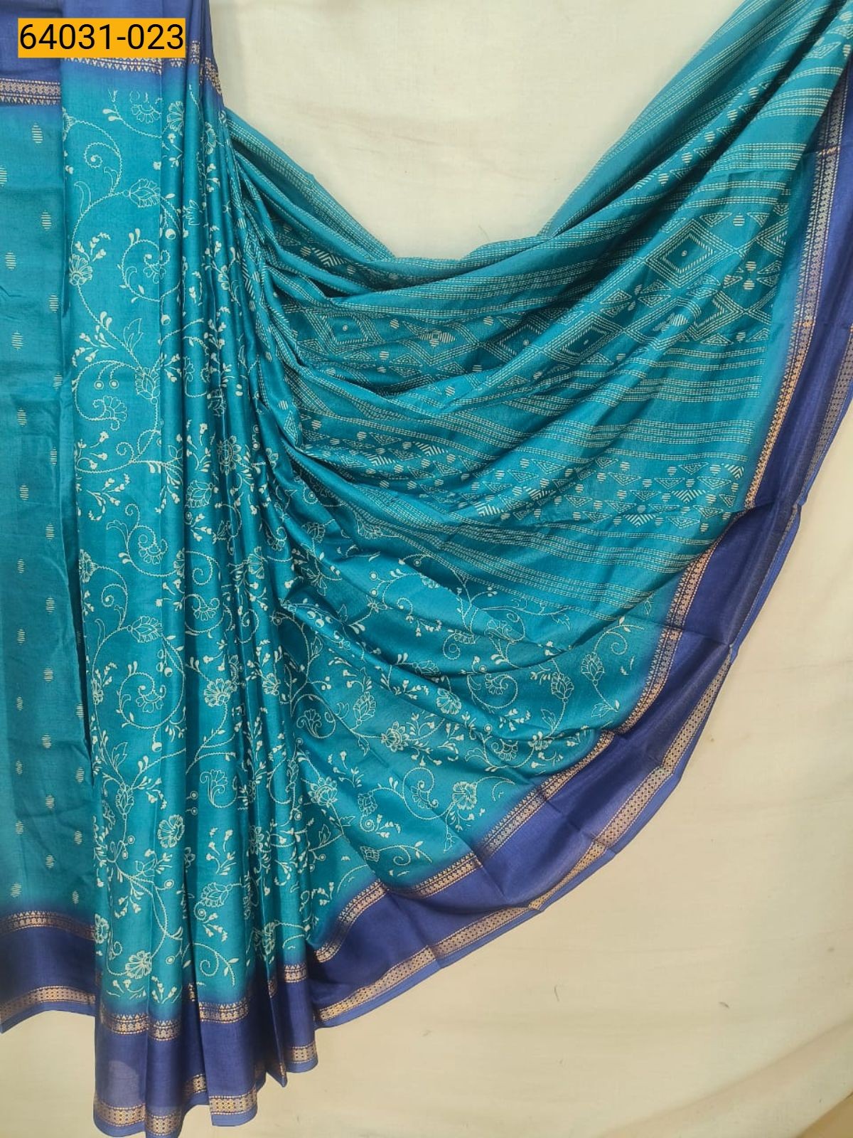 Blue Fancy bentex crepe silk printed sarees