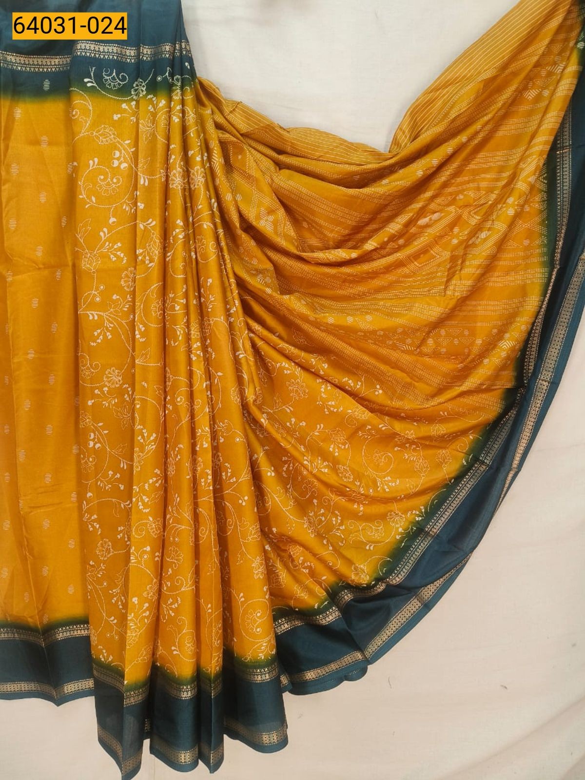 Yellow Fancy bentex crepe silk printed sarees