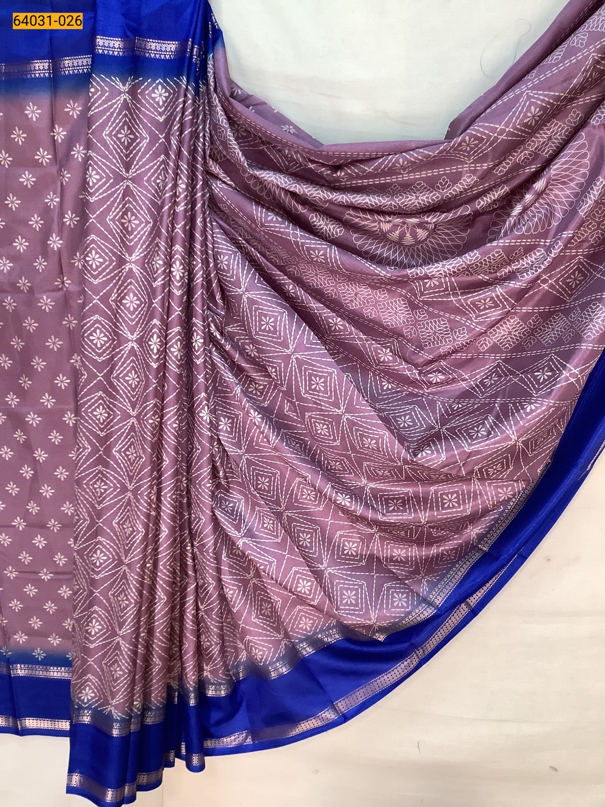 Levender Fancy bentex crepe silk printed sarees