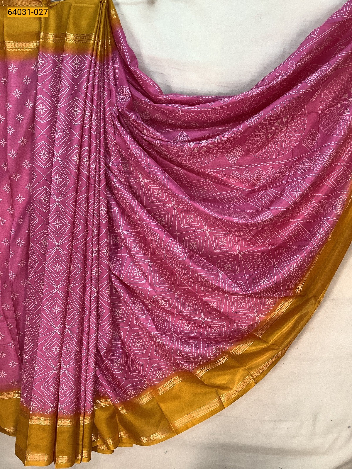 Baby pink Fancy bentex crepe silk printed sarees
