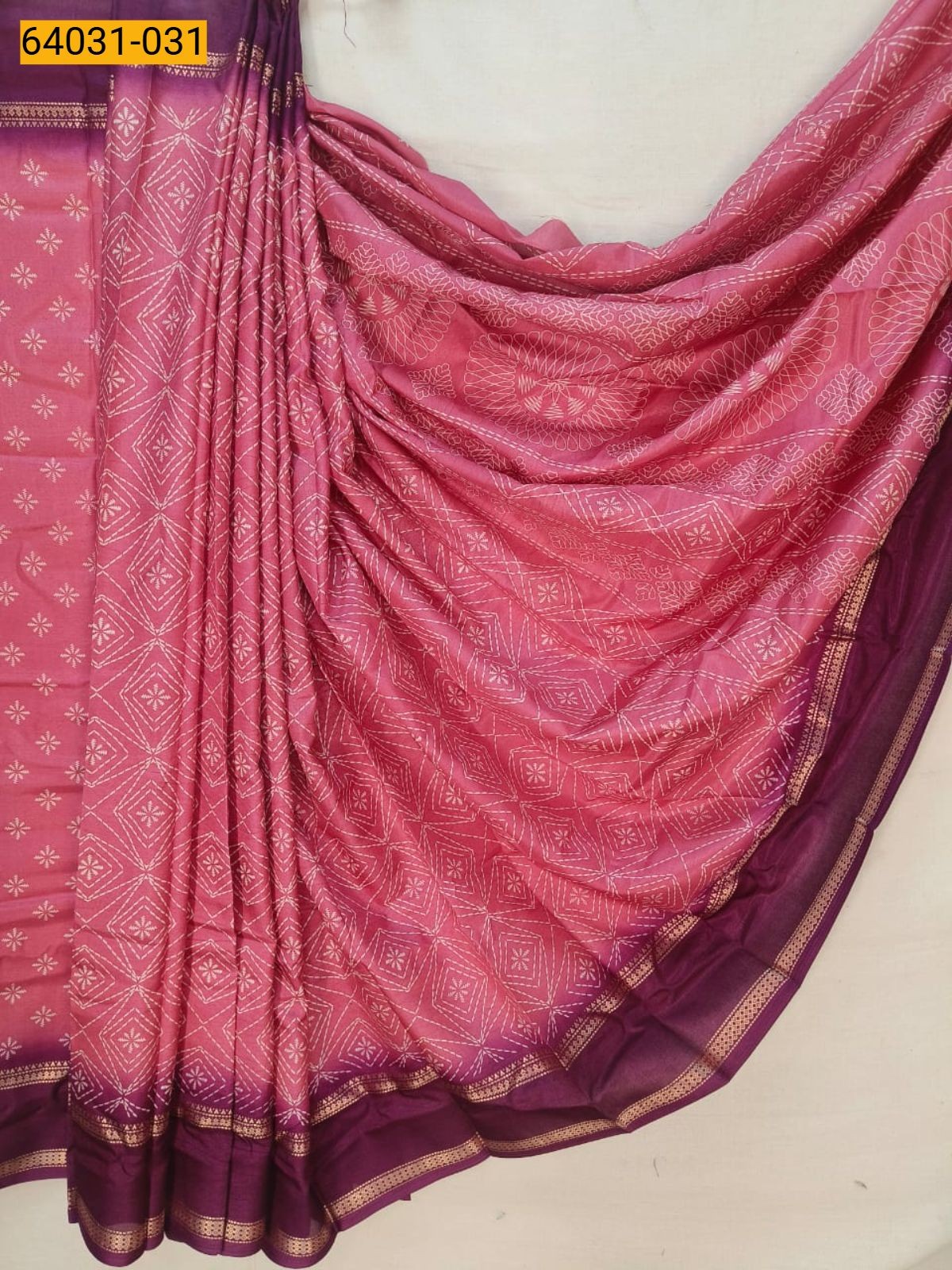 Peach Fancy bentex crepe silk printed sarees
