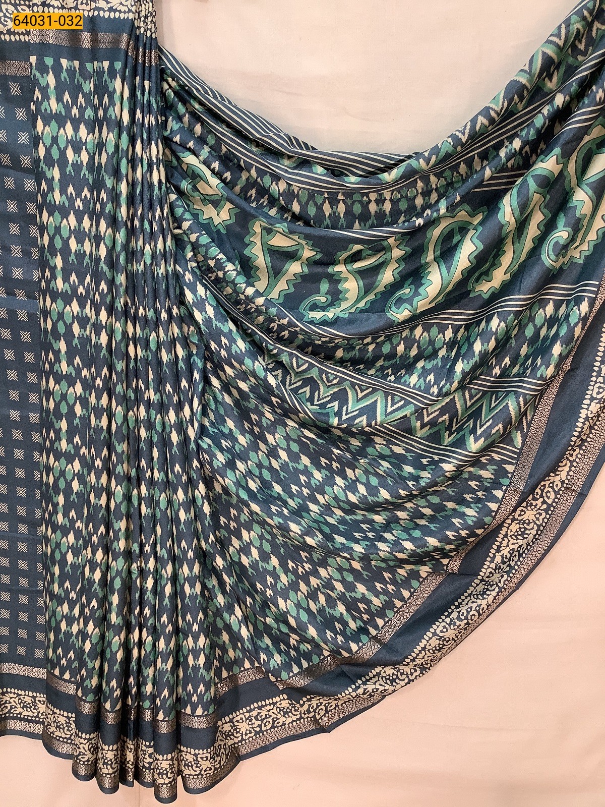 Stone Blue Fancy bentex crepe silk printed sarees