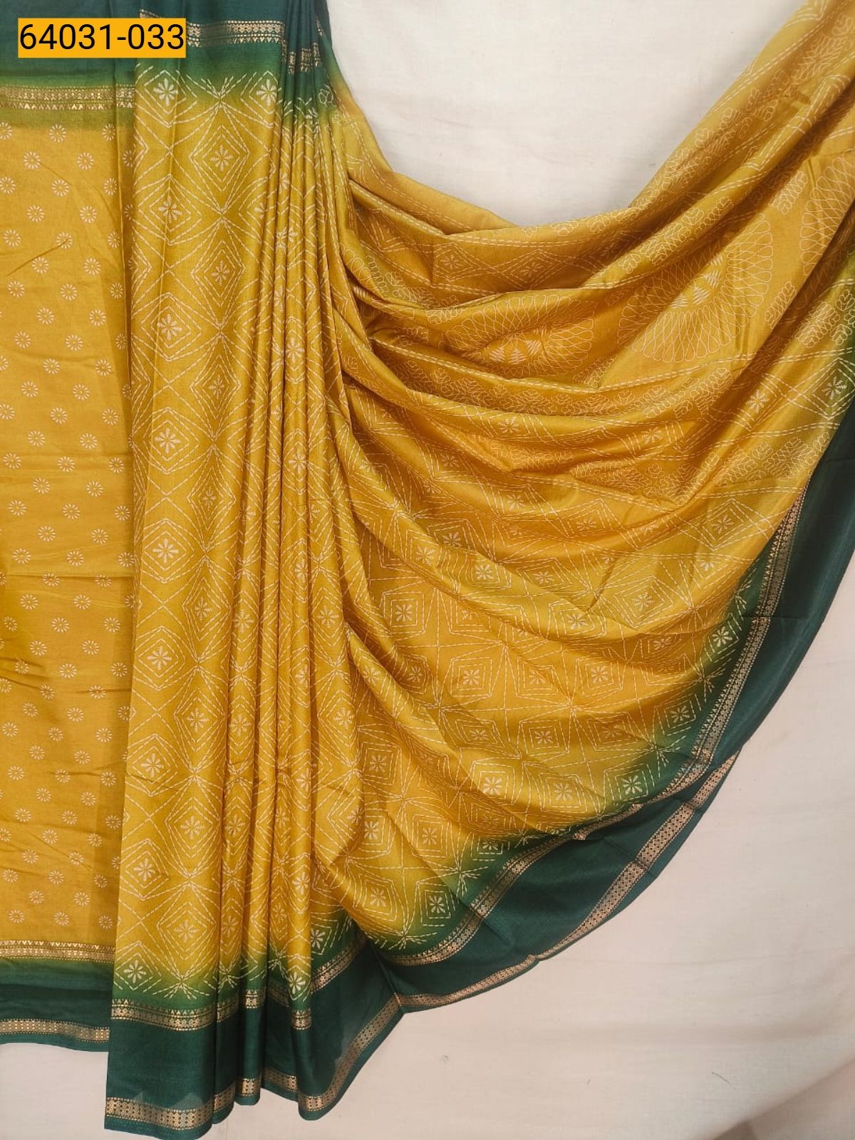 Yellow Fancy bentex crepe silk printed sarees