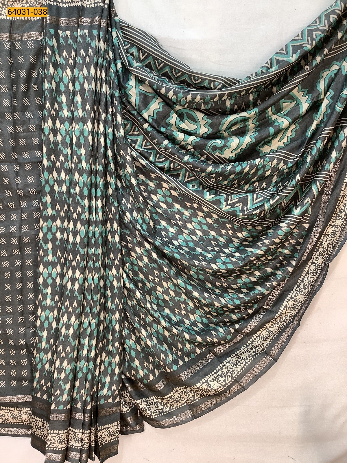 Green Fancy bentex crepe silk printed sarees