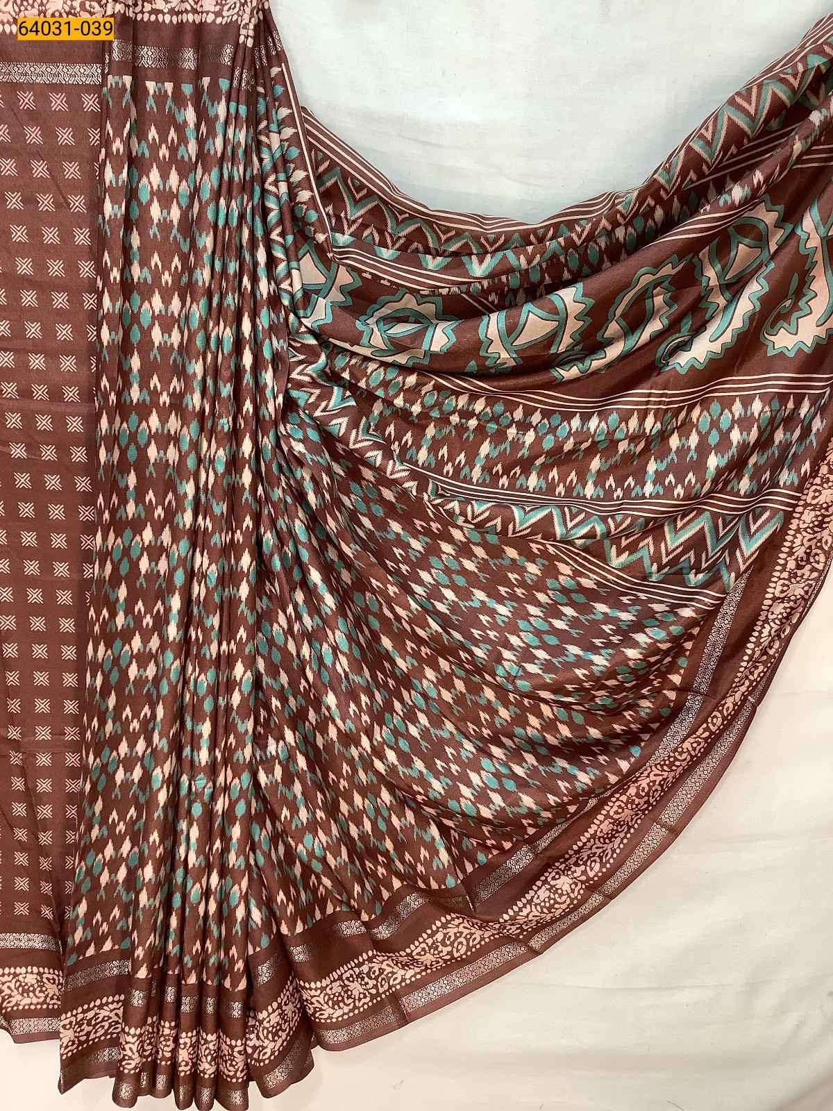 Brick brown Fancy bentex crepe silk printed sarees