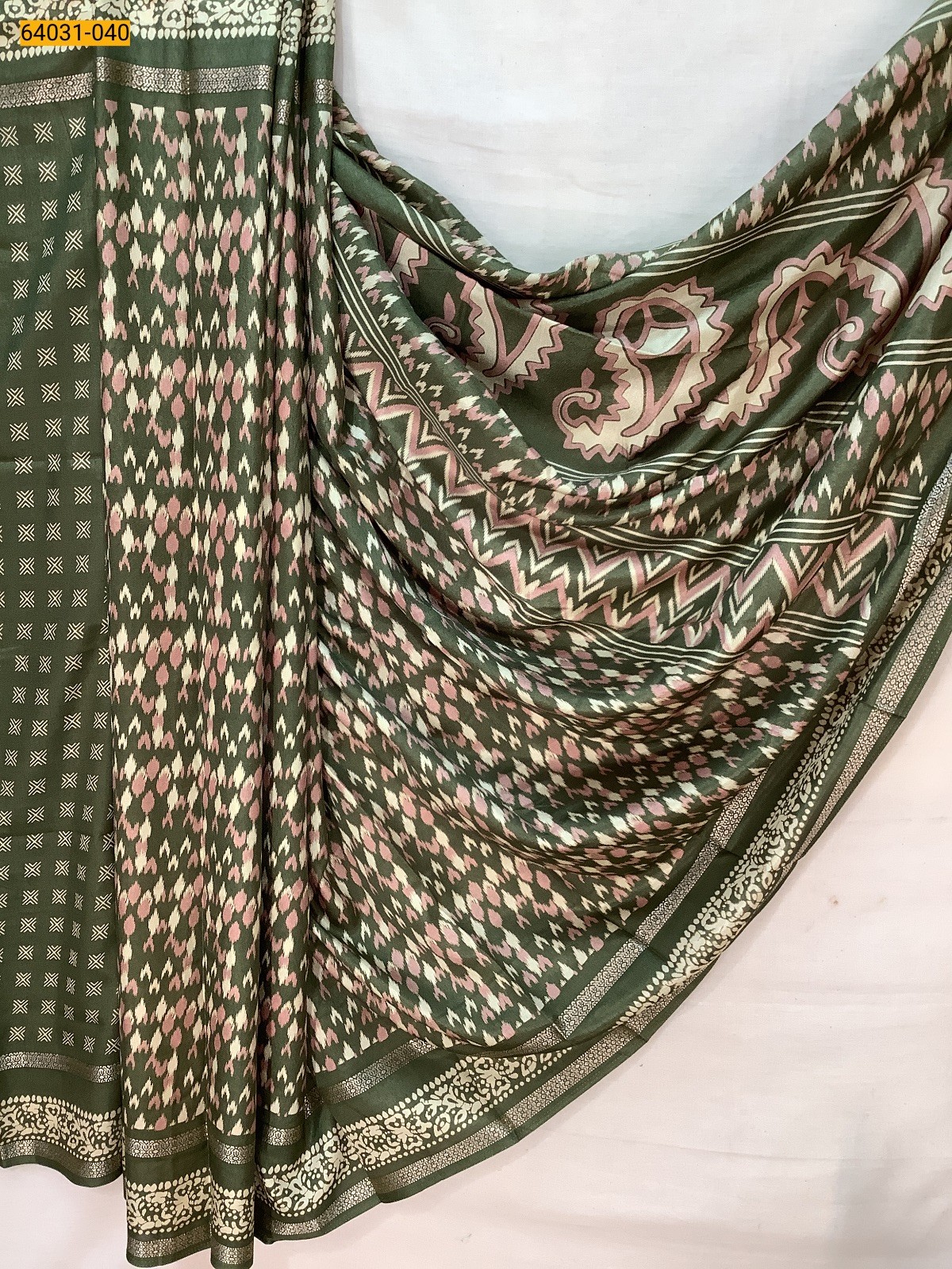 Green Fancy bentex crepe silk printed sarees