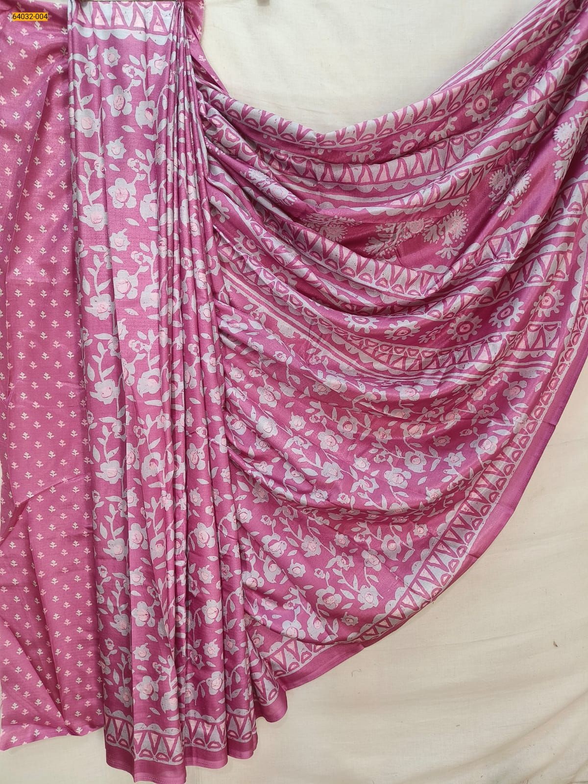 Pink Crepe Silk Printed Sarees
