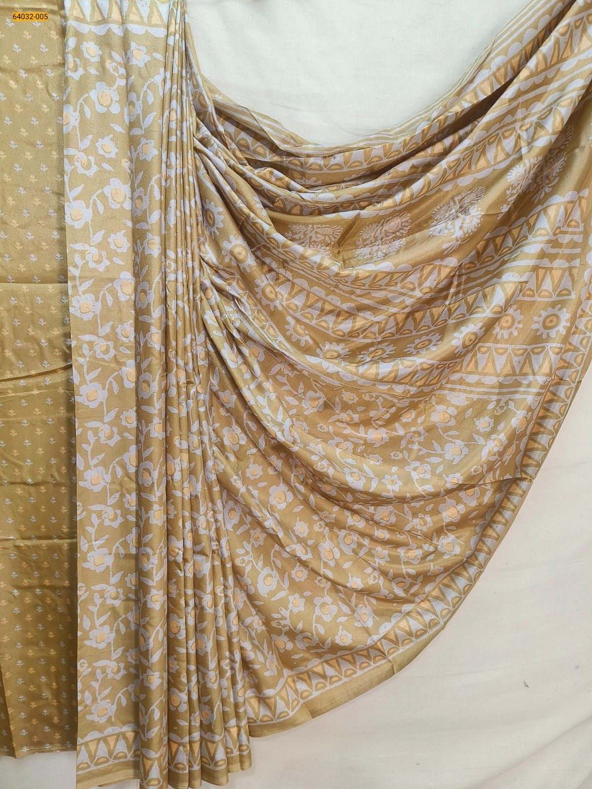 Yellow Crepe Silk Printed Sarees