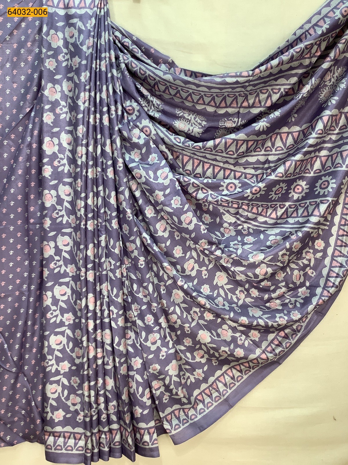 Violet Crepe Silk Printed Sarees
