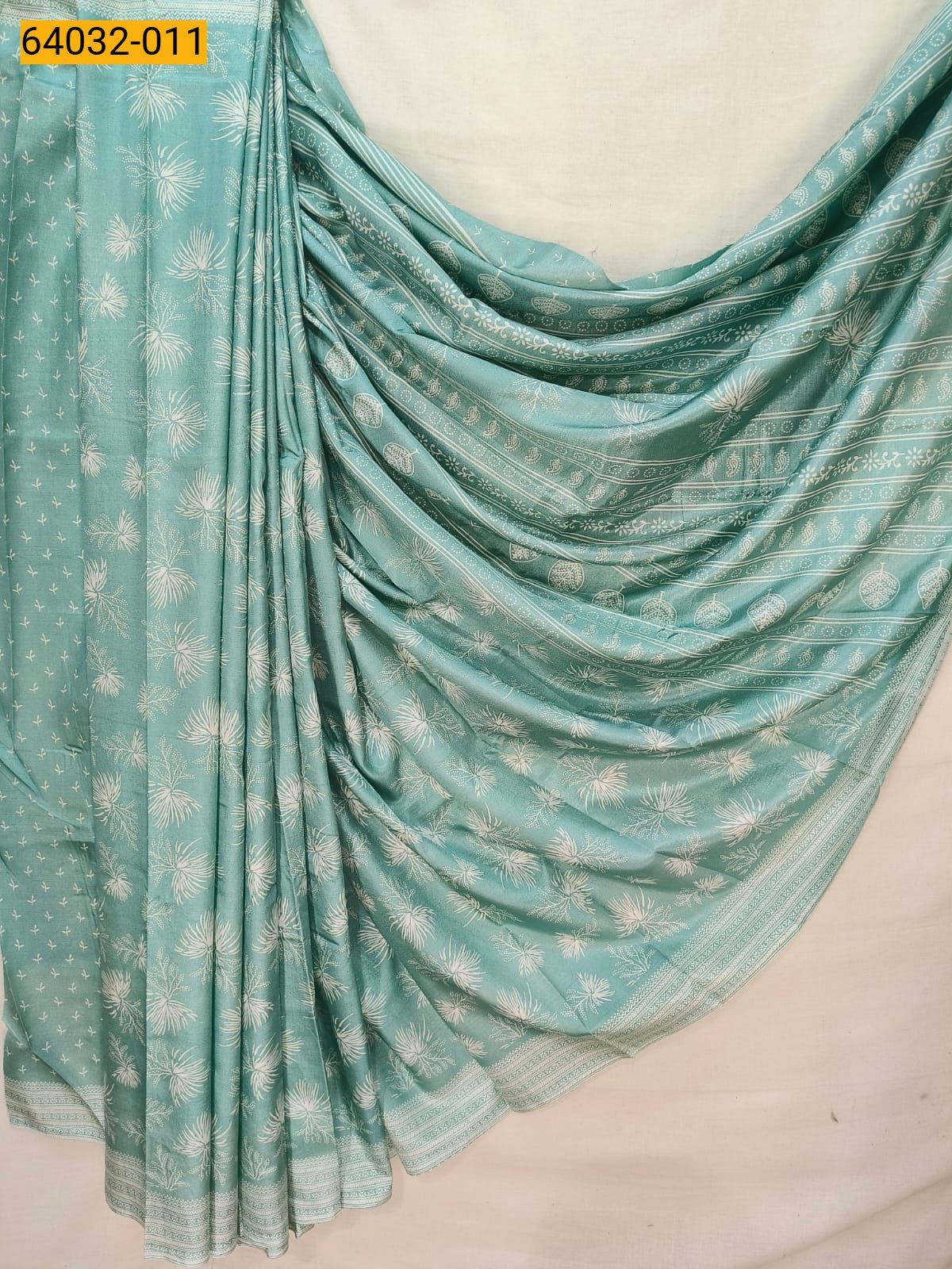 Rama Blue Crepe Silk Printed Sarees