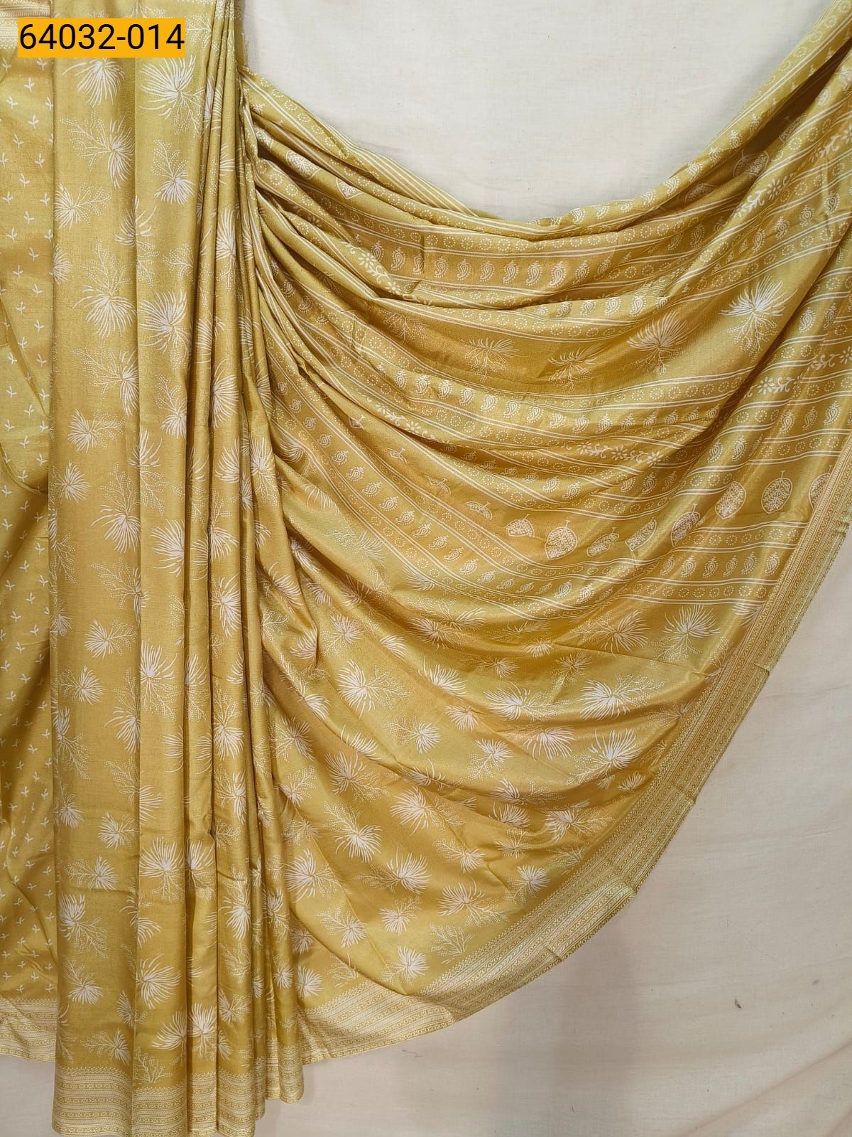 Yellow Crepe Silk Printed Sarees
