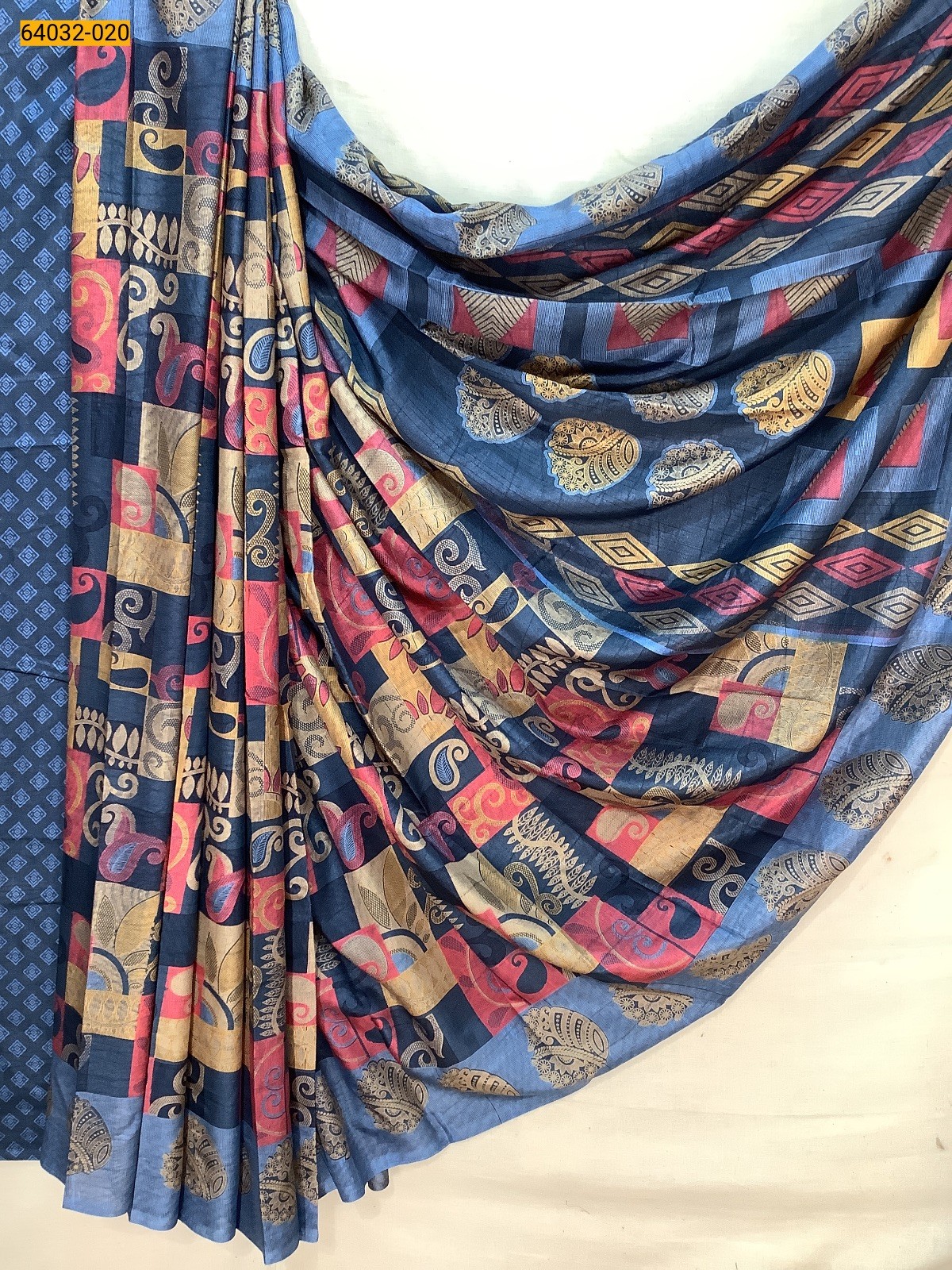Blue Crepe Silk Printed Sarees