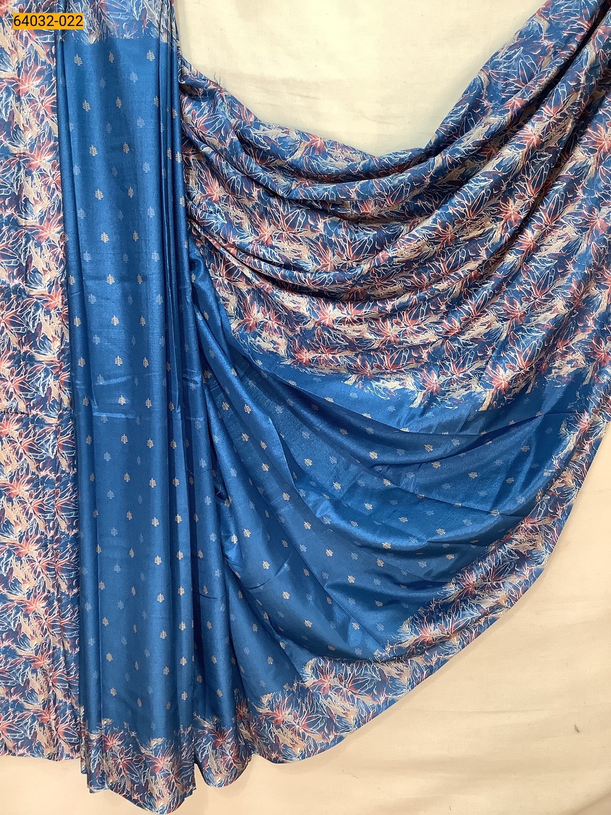 Blue Crepe Silk Printed Sarees