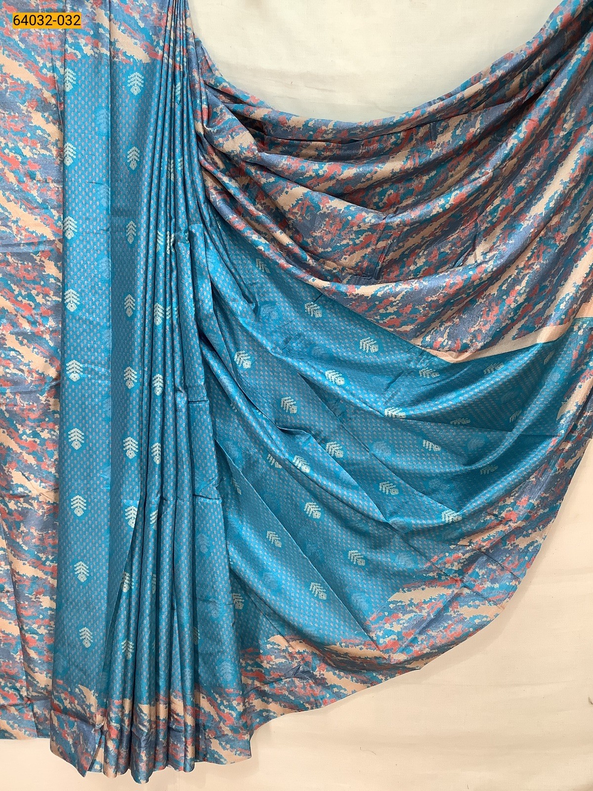 Sky Blue Crepe Silk Printed Sarees