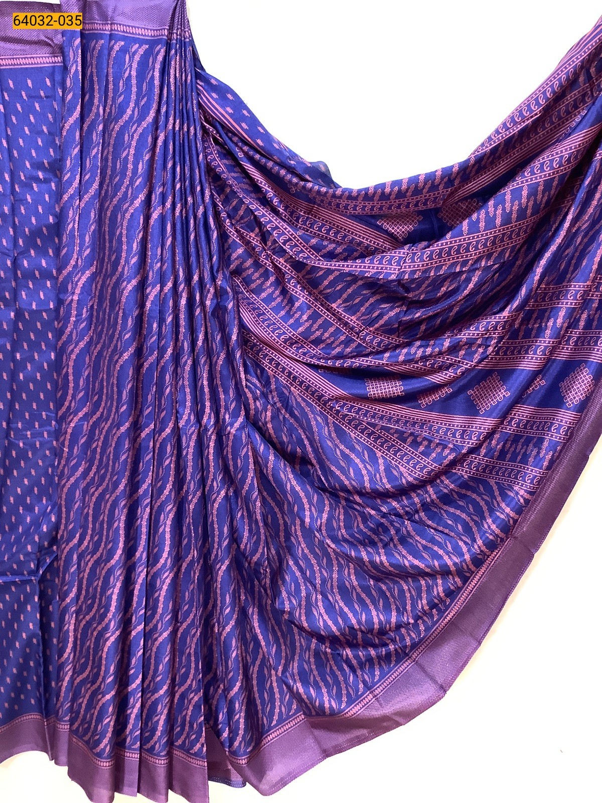 Royal Blue Crepe Silk Printed Sarees