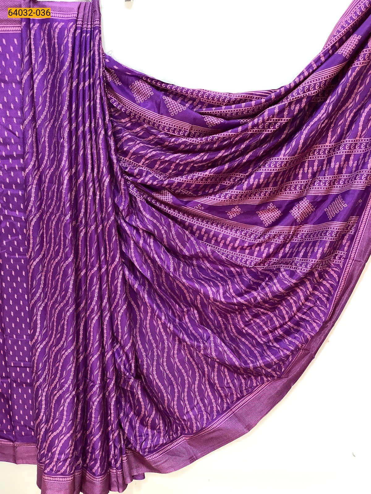 Violet Crepe Silk Printed Sarees