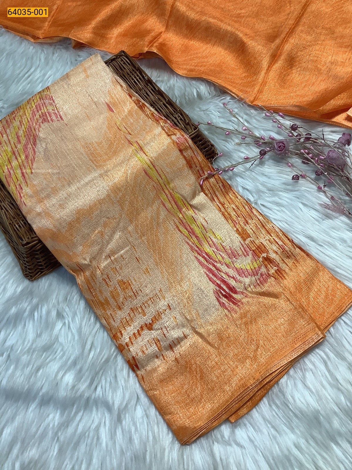 Orange Fancy bhagalpur silk sarees