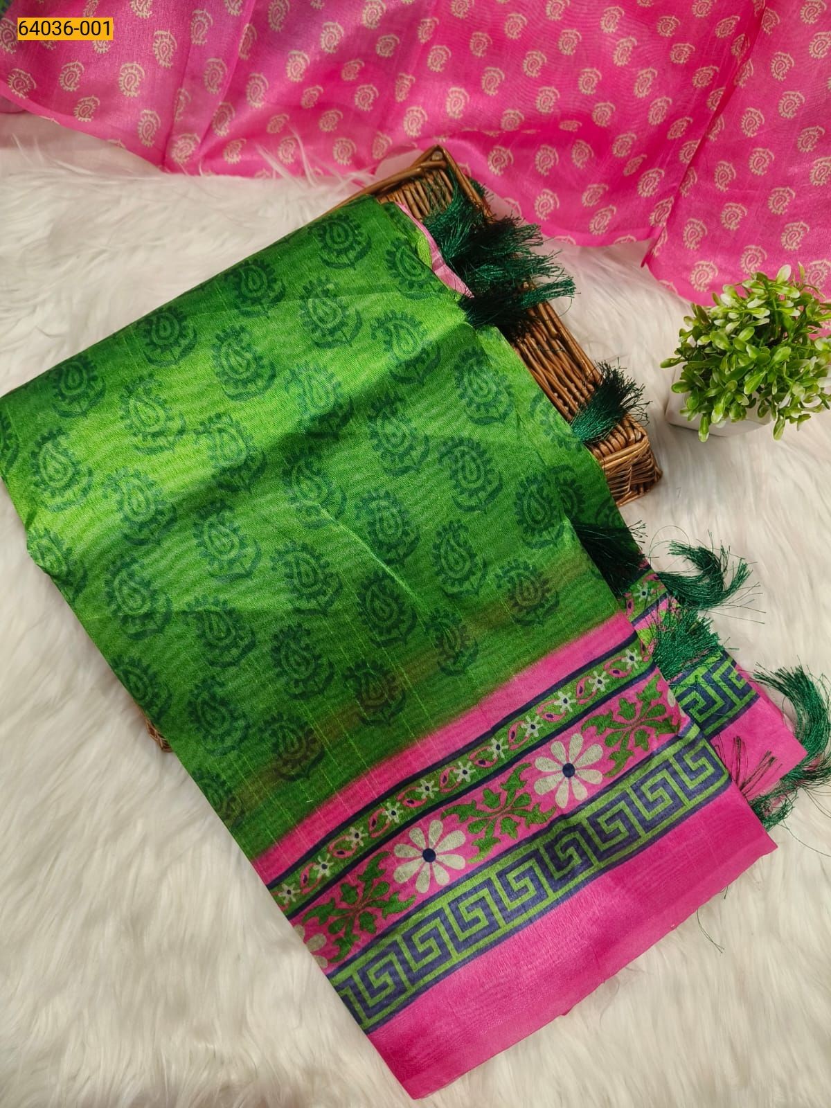 Green Fancy bhagalpur silk sarees