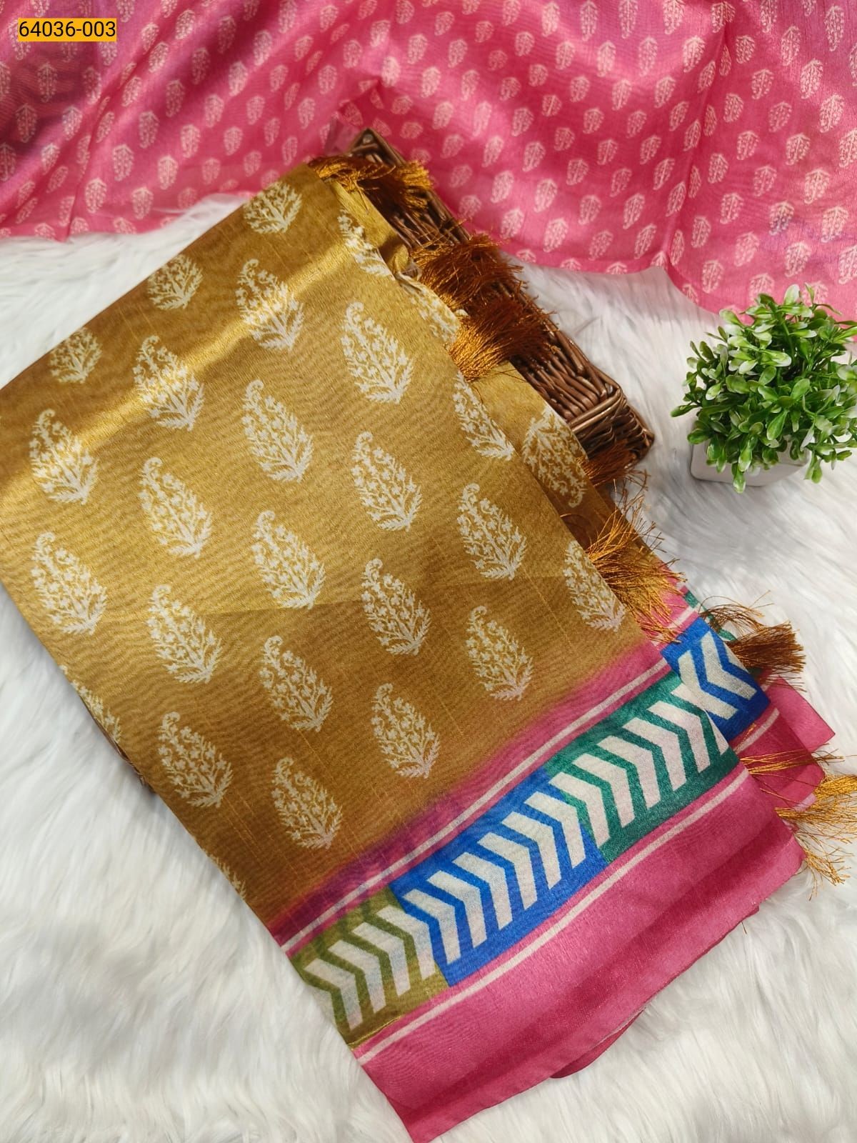 Yellow Fancy bhagalpur silk sarees