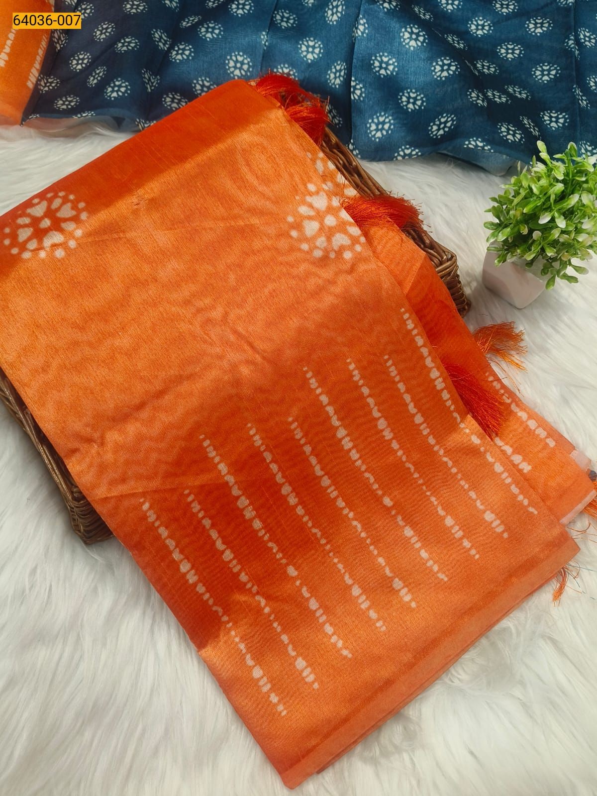 Orange Fancy bhagalpur silk sarees