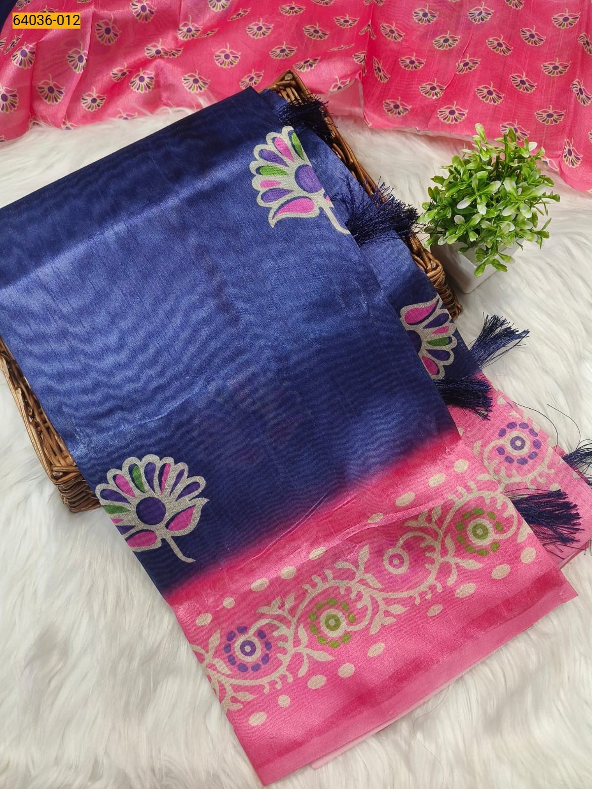 Navy Blue Fancy bhagalpur silk sarees