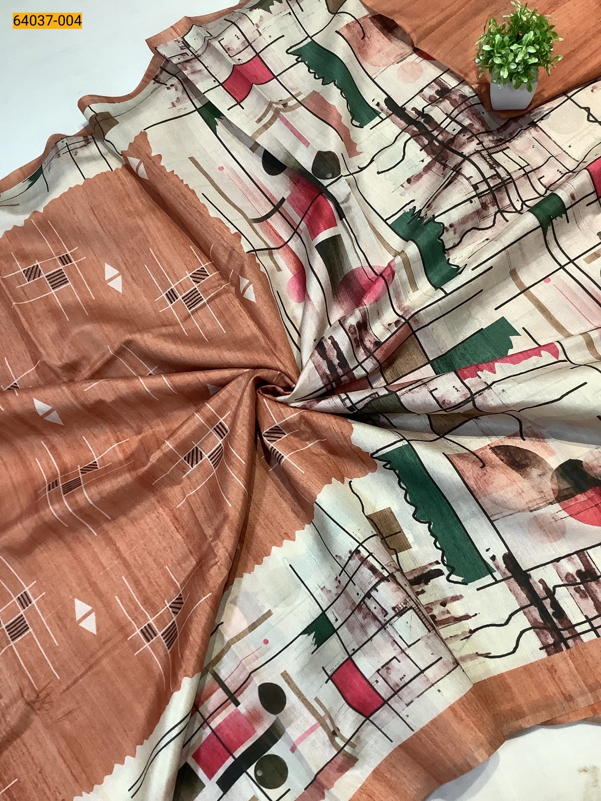 Lingh brown Fancy silk geometric printed sarees