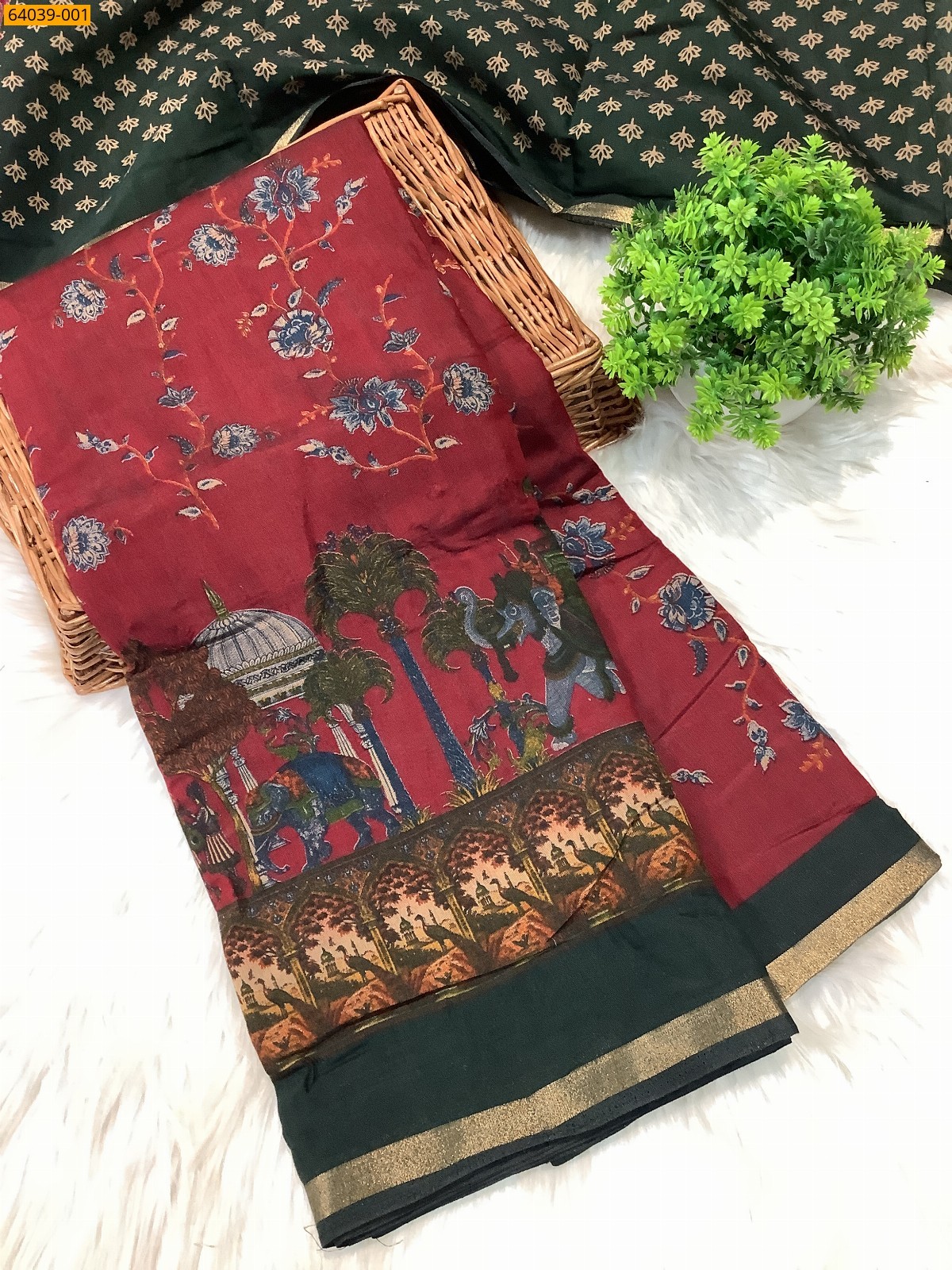 Red Fancy muslin silk printed sarees