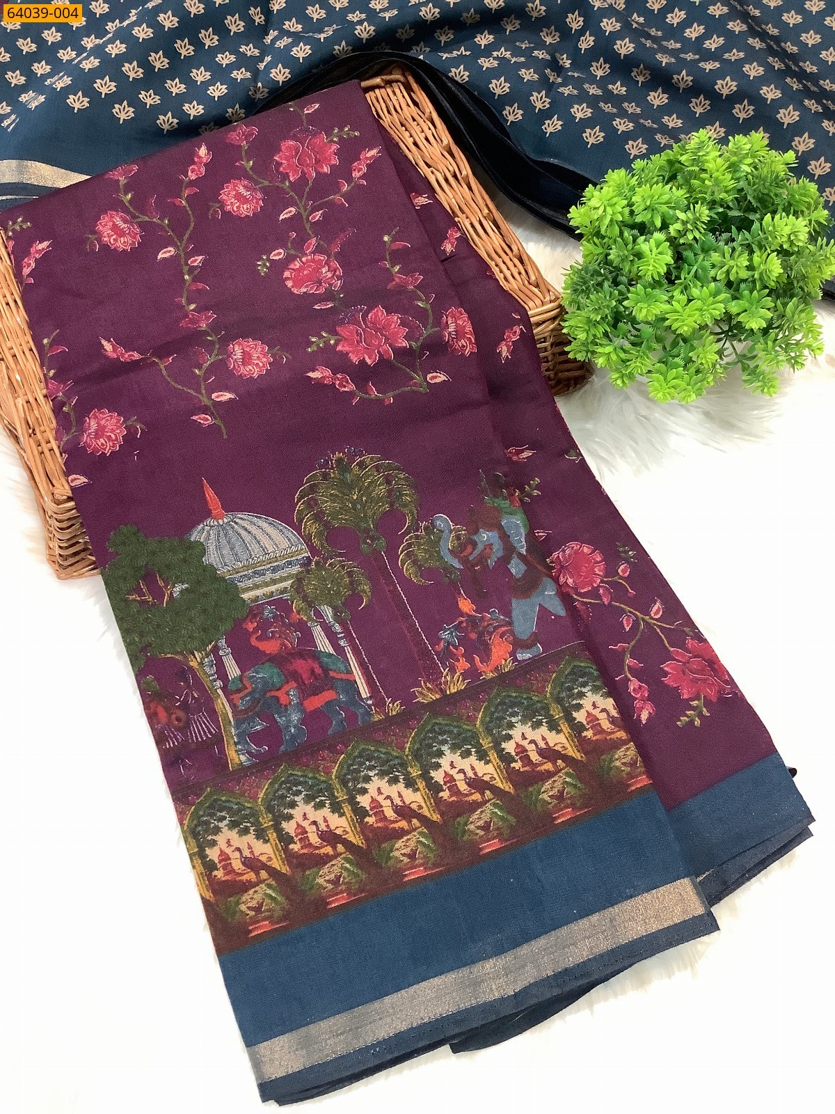 Purple Fancy muslin silk printed sarees