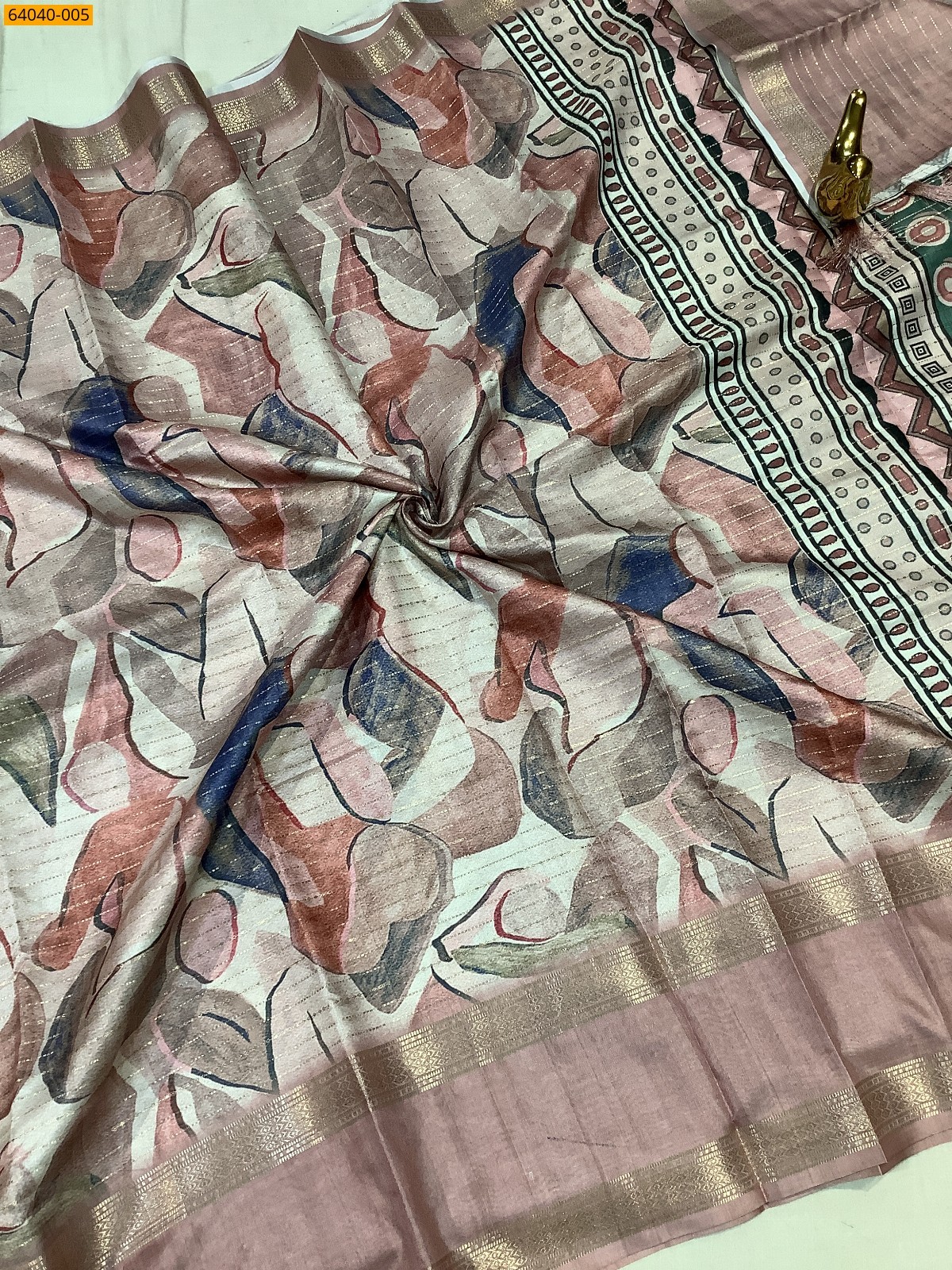 Light Pink Fancy Chanderi silk printed sarees