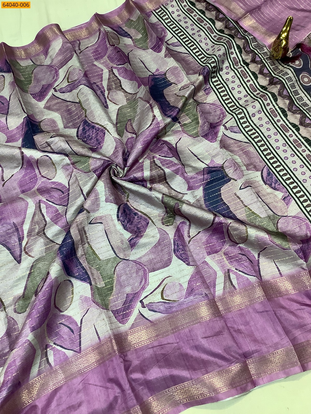 Purple Fancy Chanderi silk printed sarees