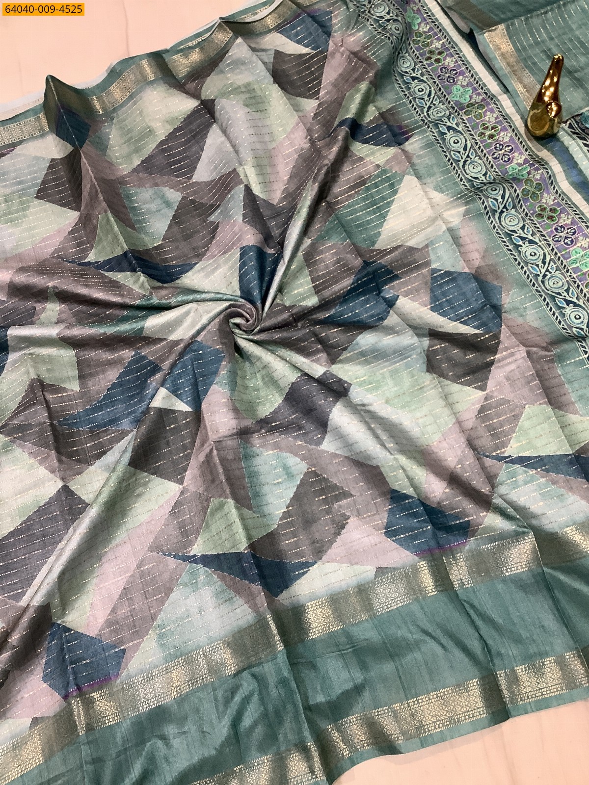 Light Green Fancy Chanderi silk printed sarees