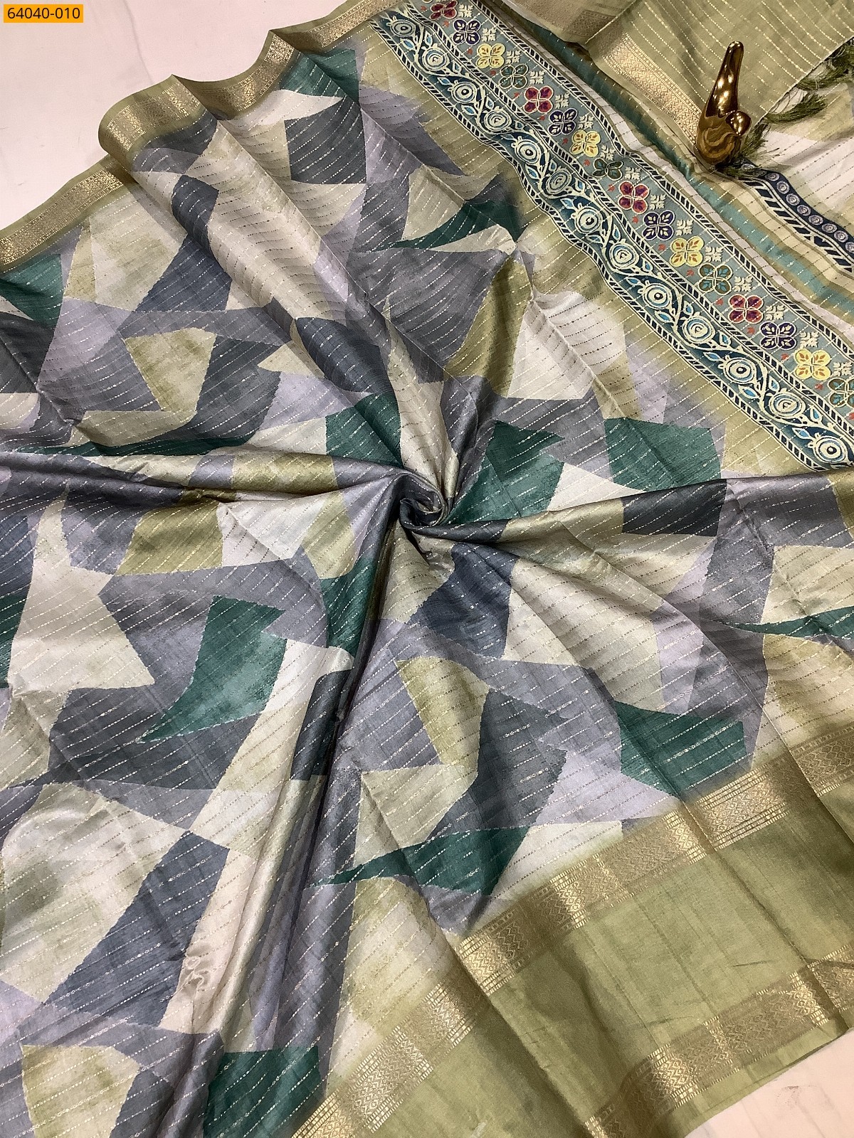 Light Green Fancy Chanderi silk printed sarees