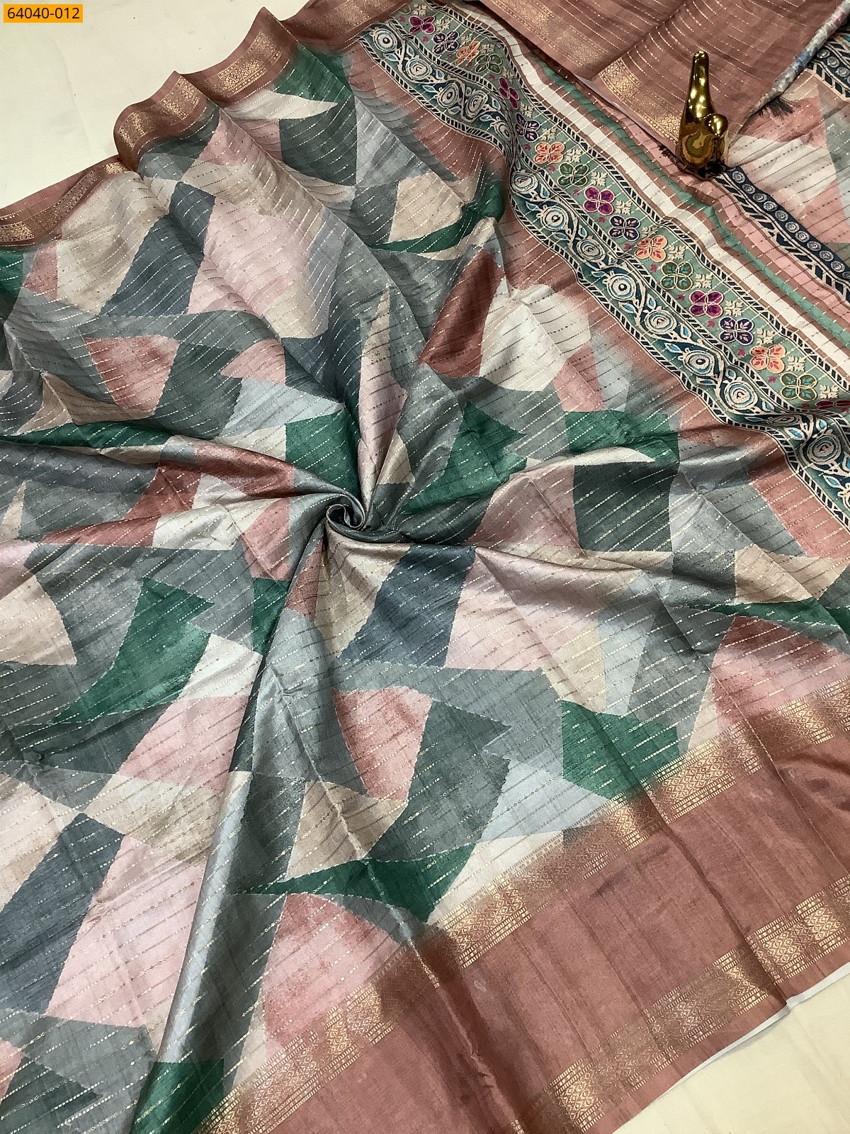 Brown Fancy Chanderi silk printed sarees