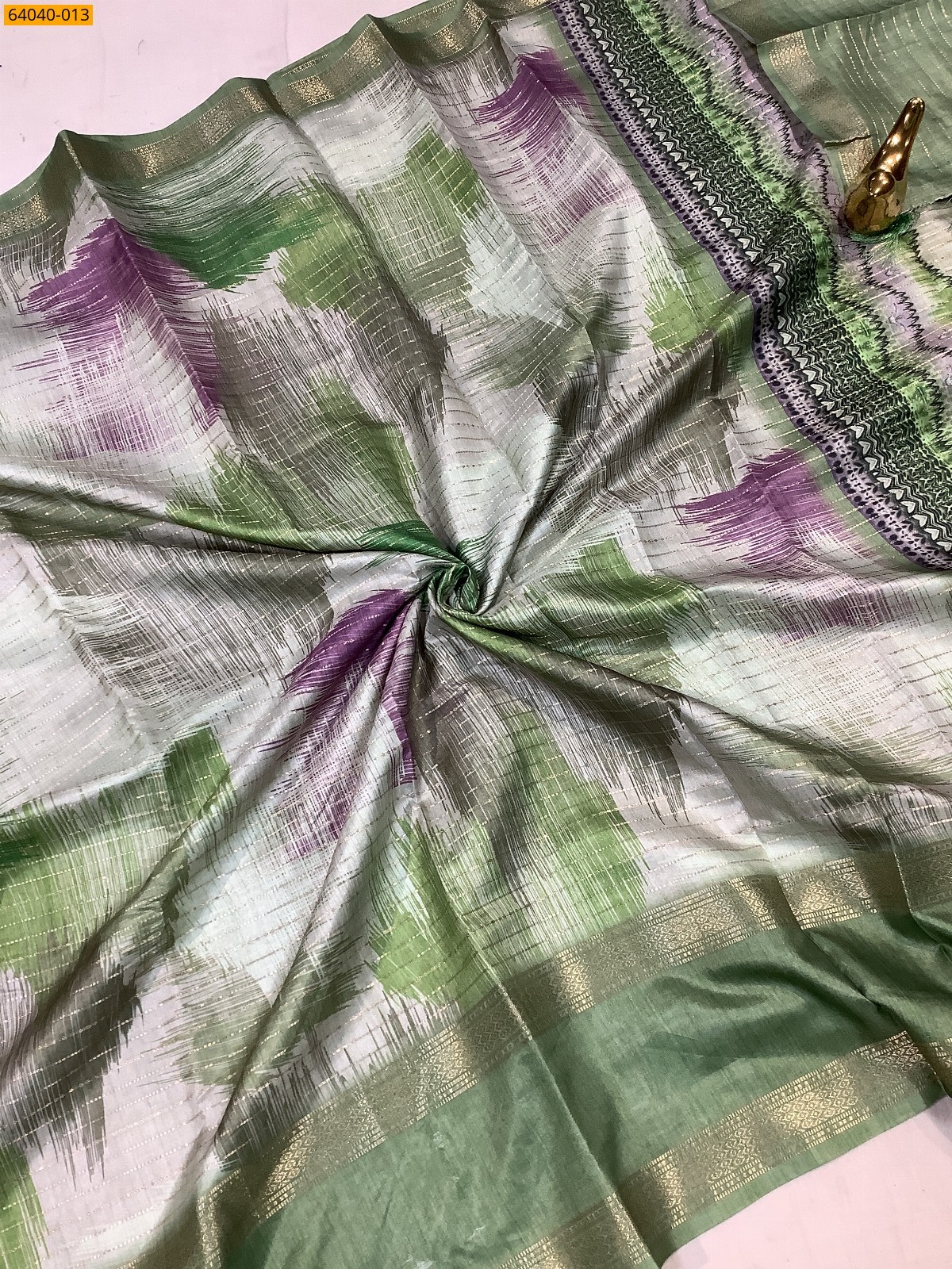 Light Green Fancy Chanderi silk printed sarees
