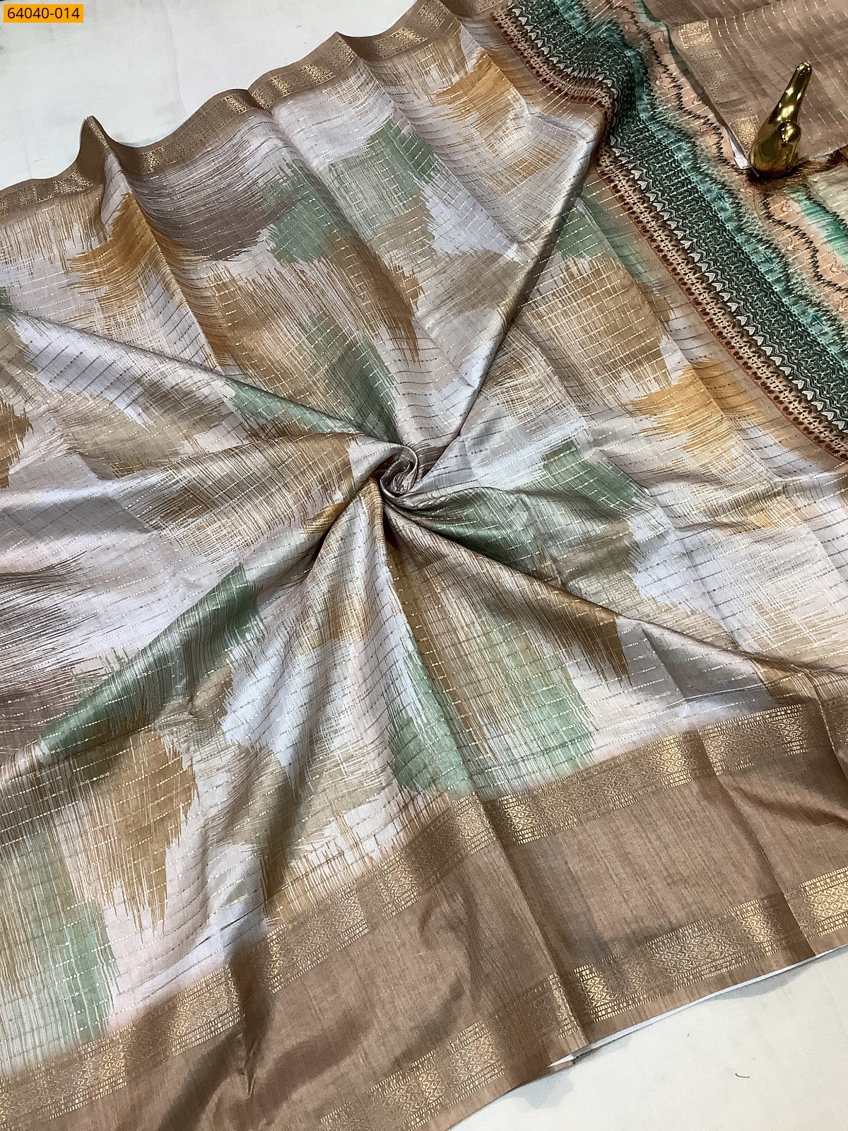 Brown Fancy Chanderi silk printed sarees
